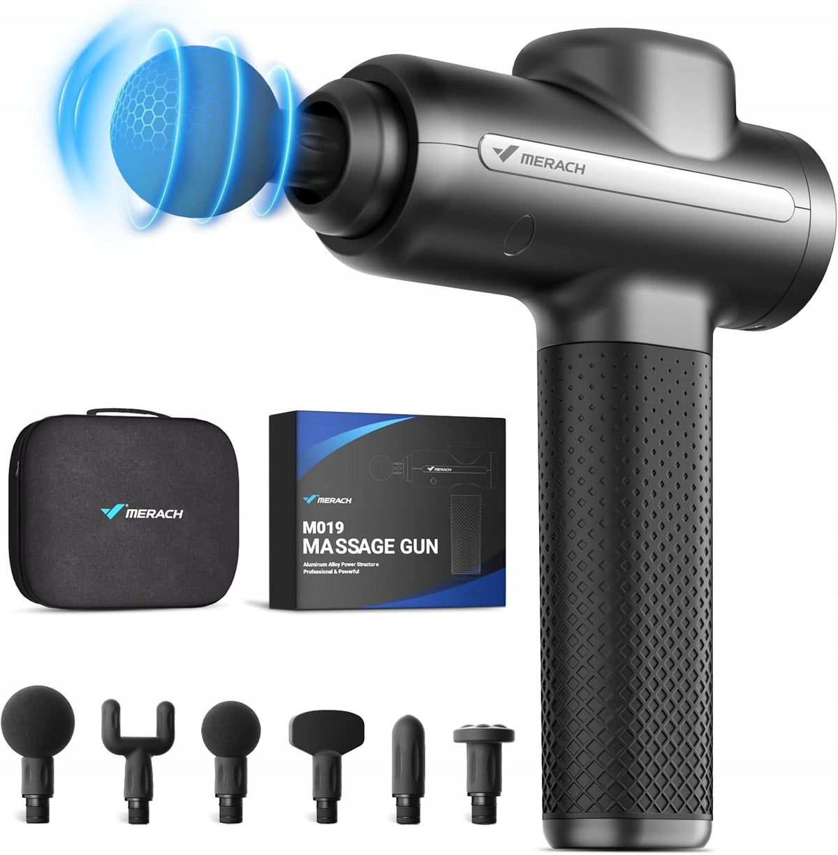 MASSAGER MASSAGE GUN 6 HEADS MASSAGE GUN MERACH M019