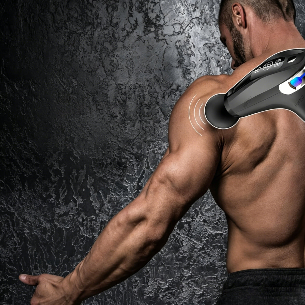 MASSAGER MASSAGE GUN STRONG BLACK MASSAGE GUN LCD 8SPEEDS SET Medical device no