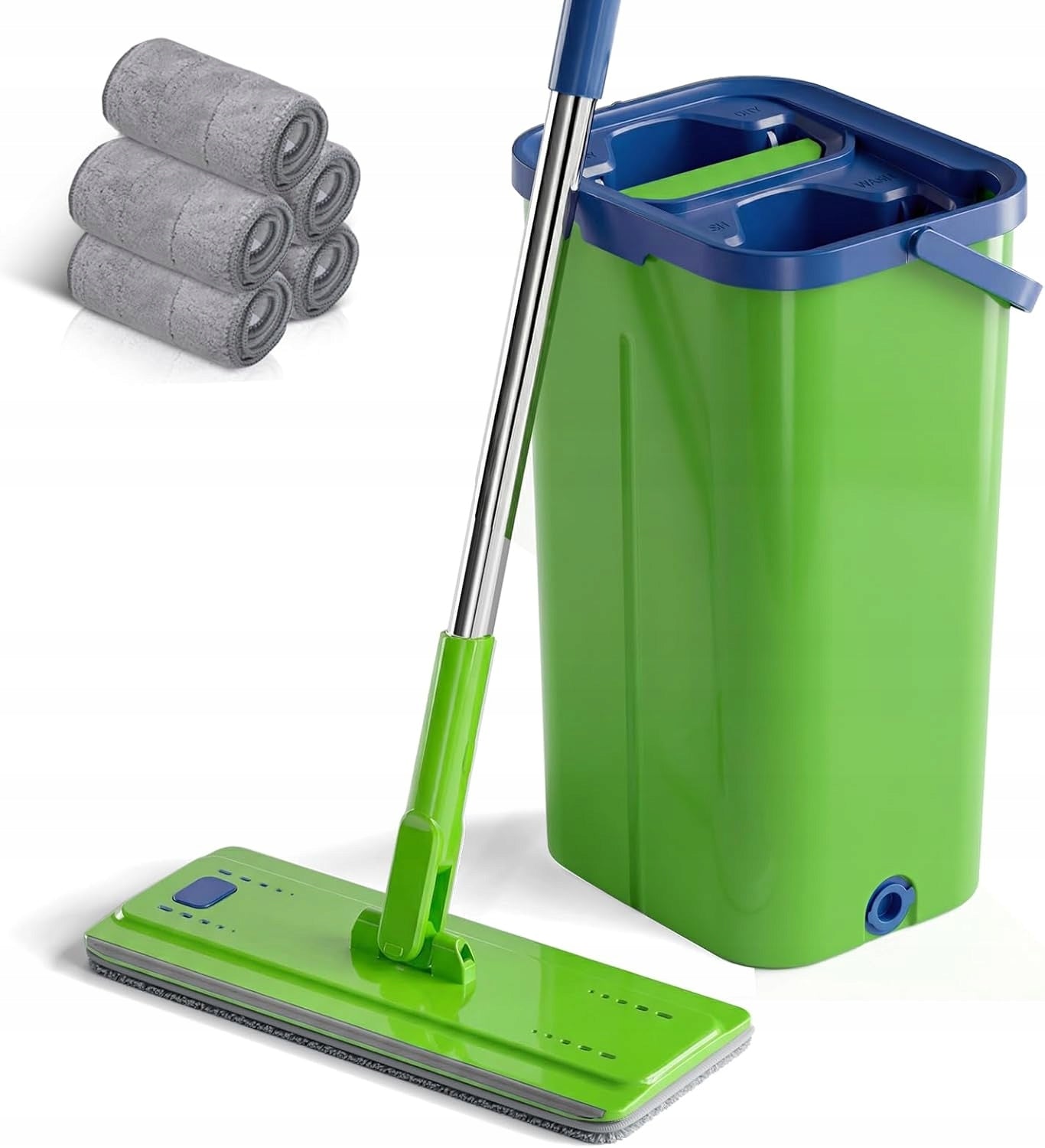 MASTERTOP Mop set with bucket with the function of removing 5 cartridges green