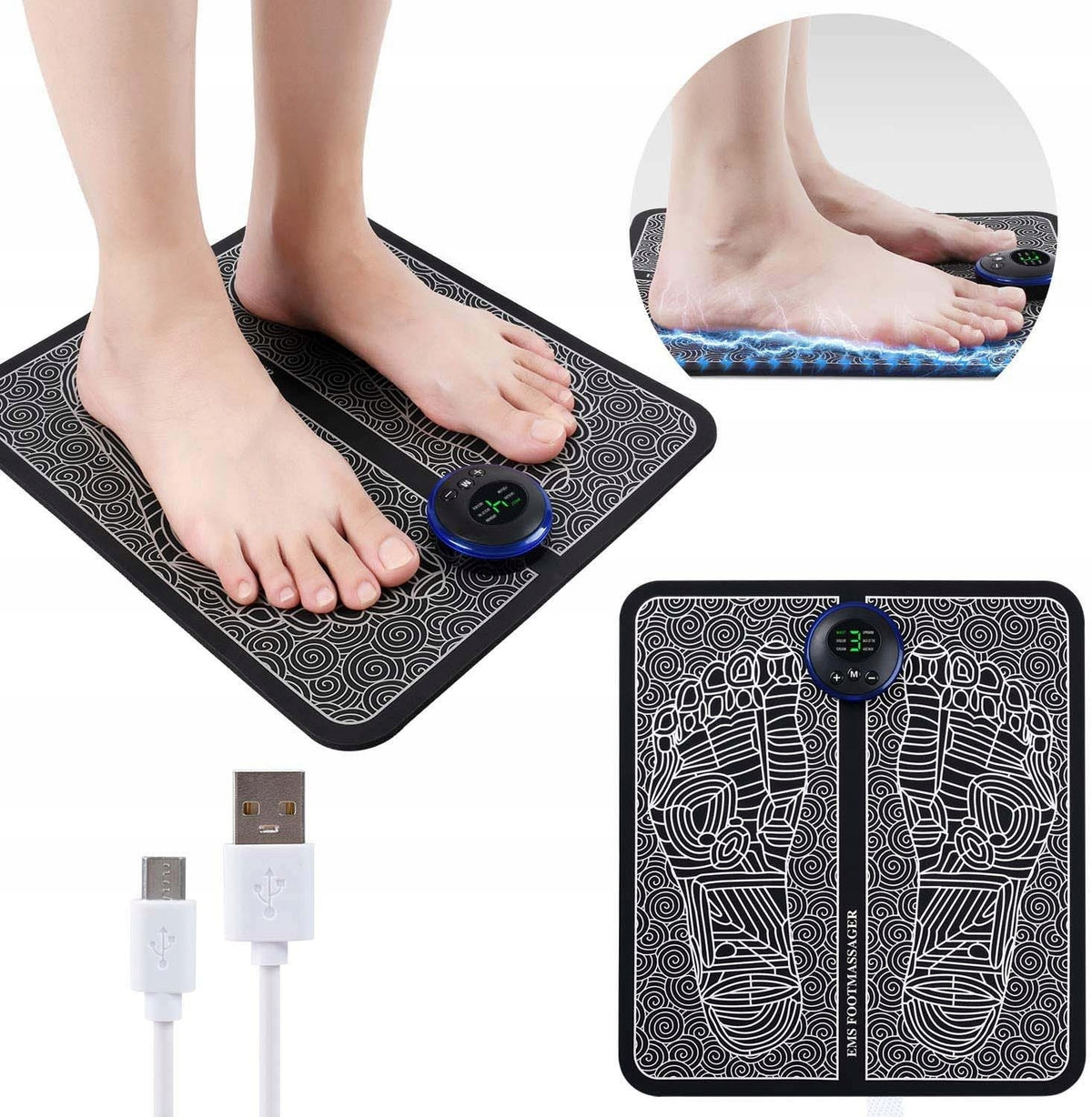 MAT EMS FOOT MASSAGER MUSCLE ELECTROSTIMULATOR 8 MODES 19 POWER LEVELS