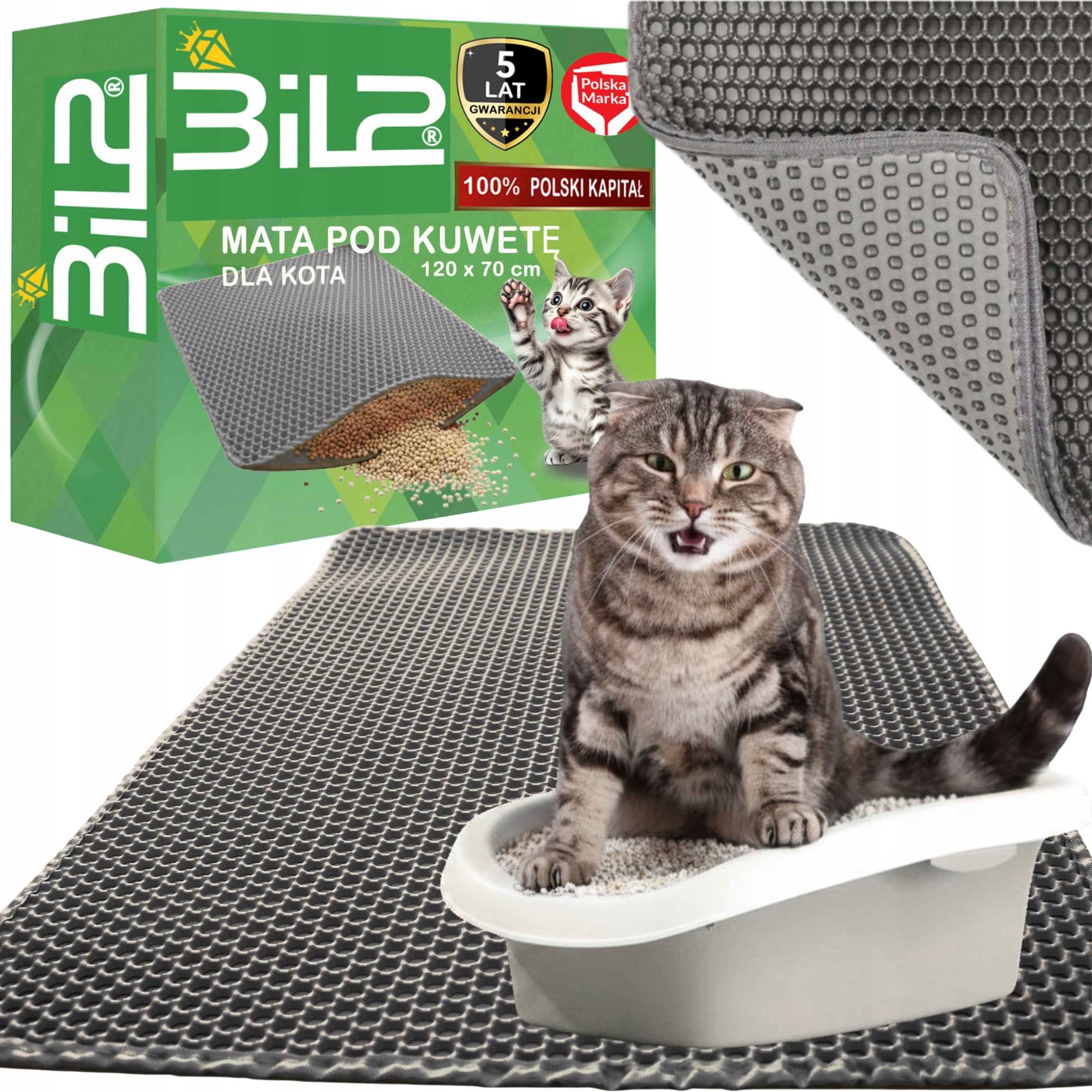 MAT LITTER BOX FOR CAT litter Grey XXL 120x70 cm