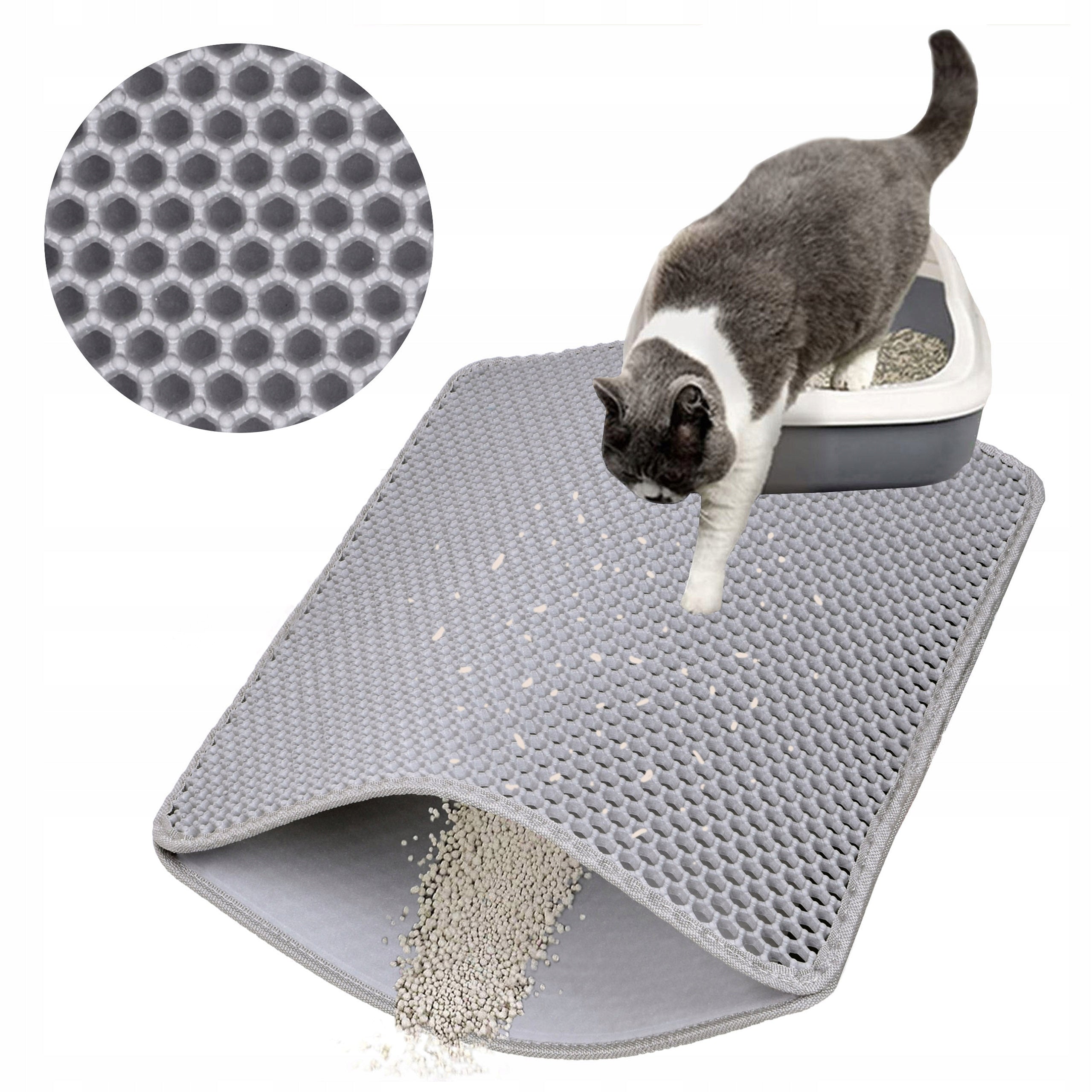 MAT LITTER BOX WIPER FOR CAT ANIMALS FOR LITTER PAD GREY