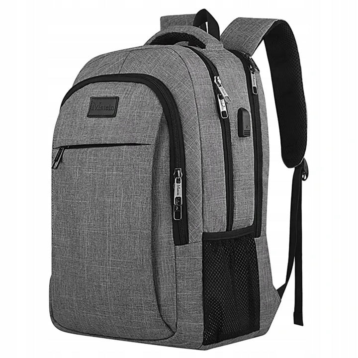 MATEIN City school business backpack for a 15.6" laptop, large capacity USB, gray Brand Matein