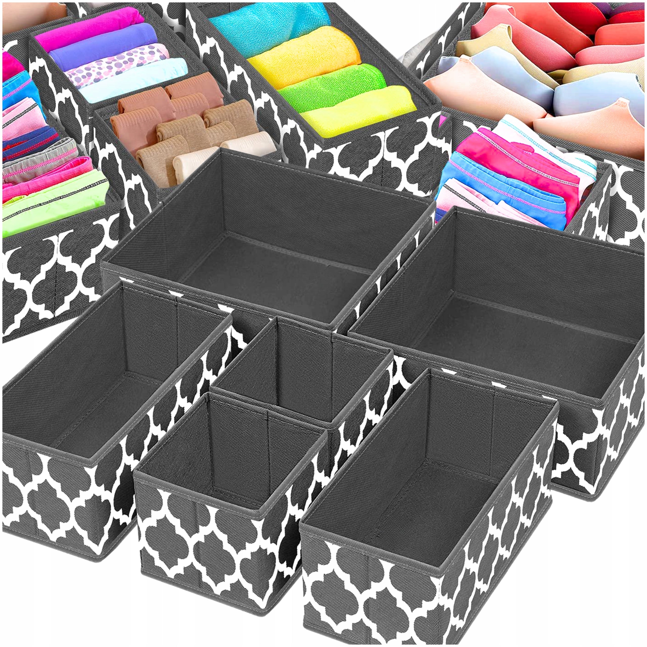 MATERIAL FOLDING CONTAINER SET 6x FABRIC DRAWER CABINET ORGANIZER