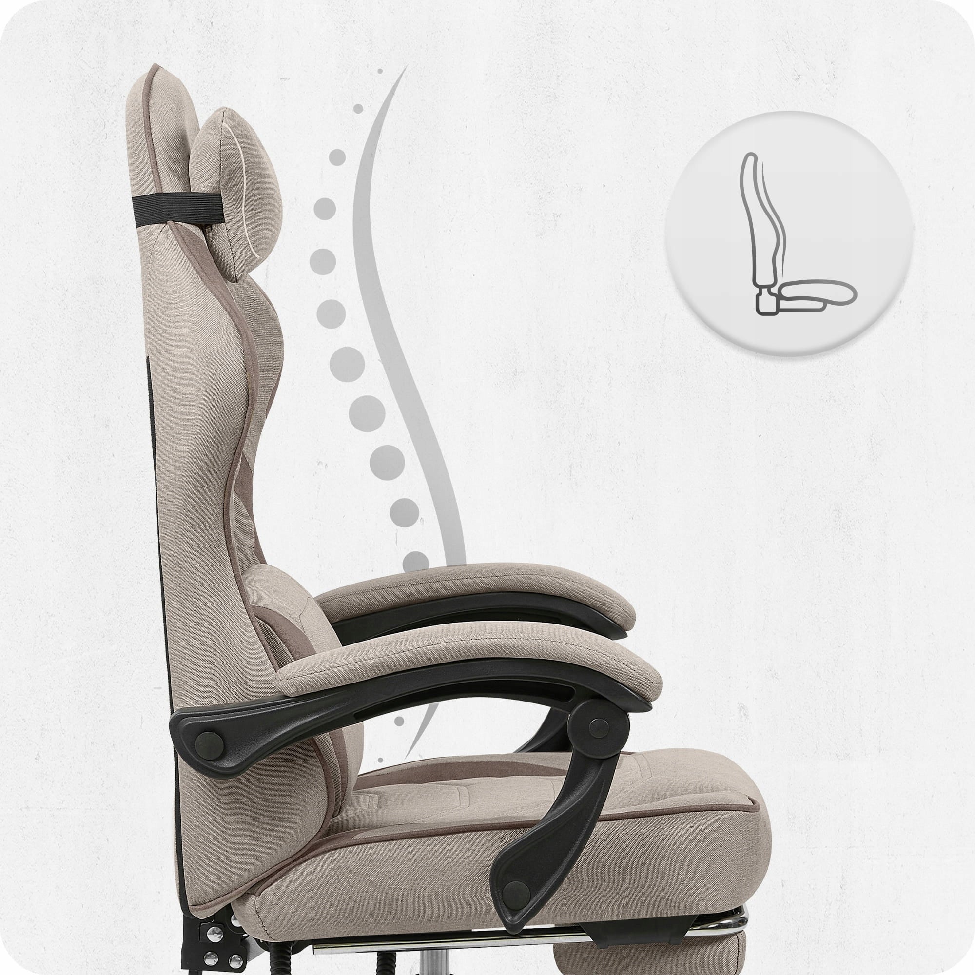 MATERIAL GAMING CHAIR CABRO C502 BEIGE BLACK Model C502 Beżowy
