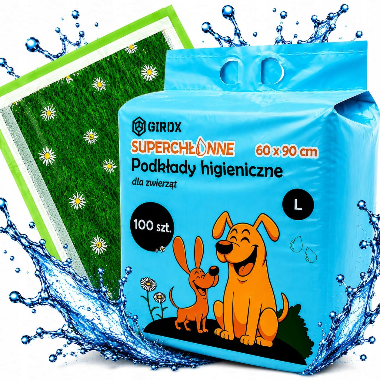 MATS CAT DOG FOUNDATIONS 60x90cm 100 PIECES GREEN HYGIENIC ABSORBENT