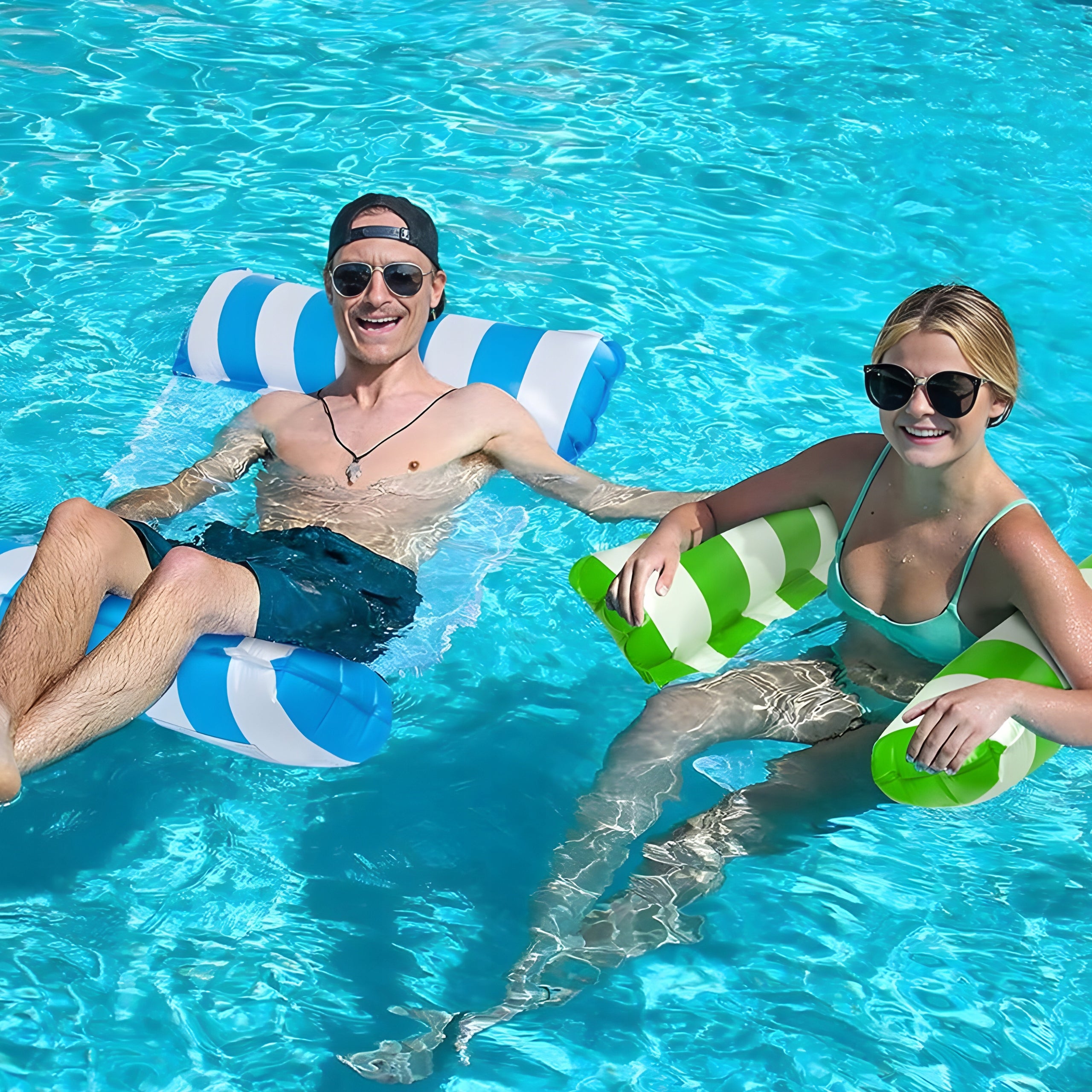 MATTRESS HAMMOCK INFLATABLE WATER PONTOON FOR SWIMMING WATER POOL MESH 115x66cm Model LEŻAK WODNY HAMAK DO PŁYWANIA NA WODZIE LEŻENIA