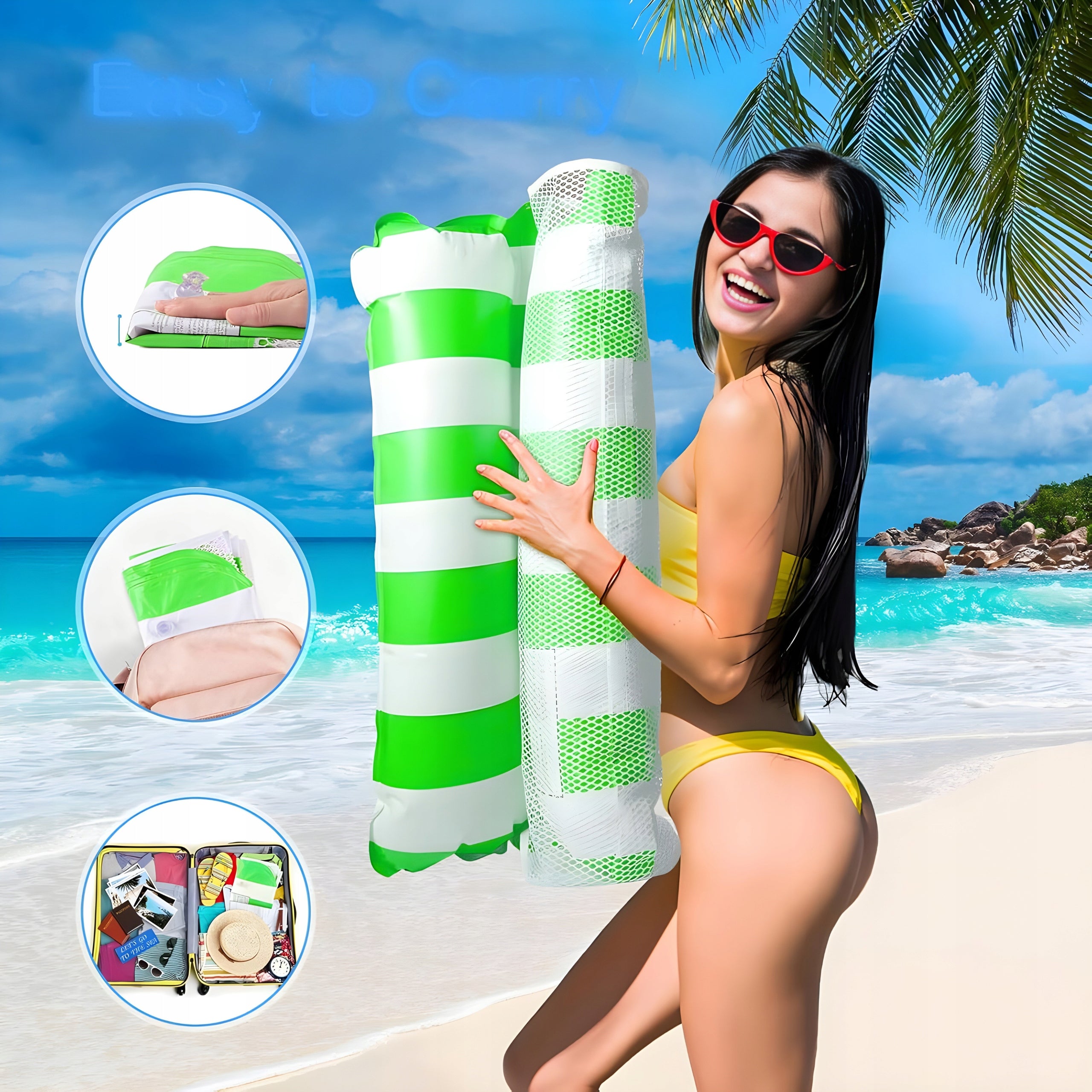 MATTRESS HAMMOCK INFLATABLE WATER PONTOON FOR SWIMMING WATER POOL MESH 115x66cm Product width 66 cm