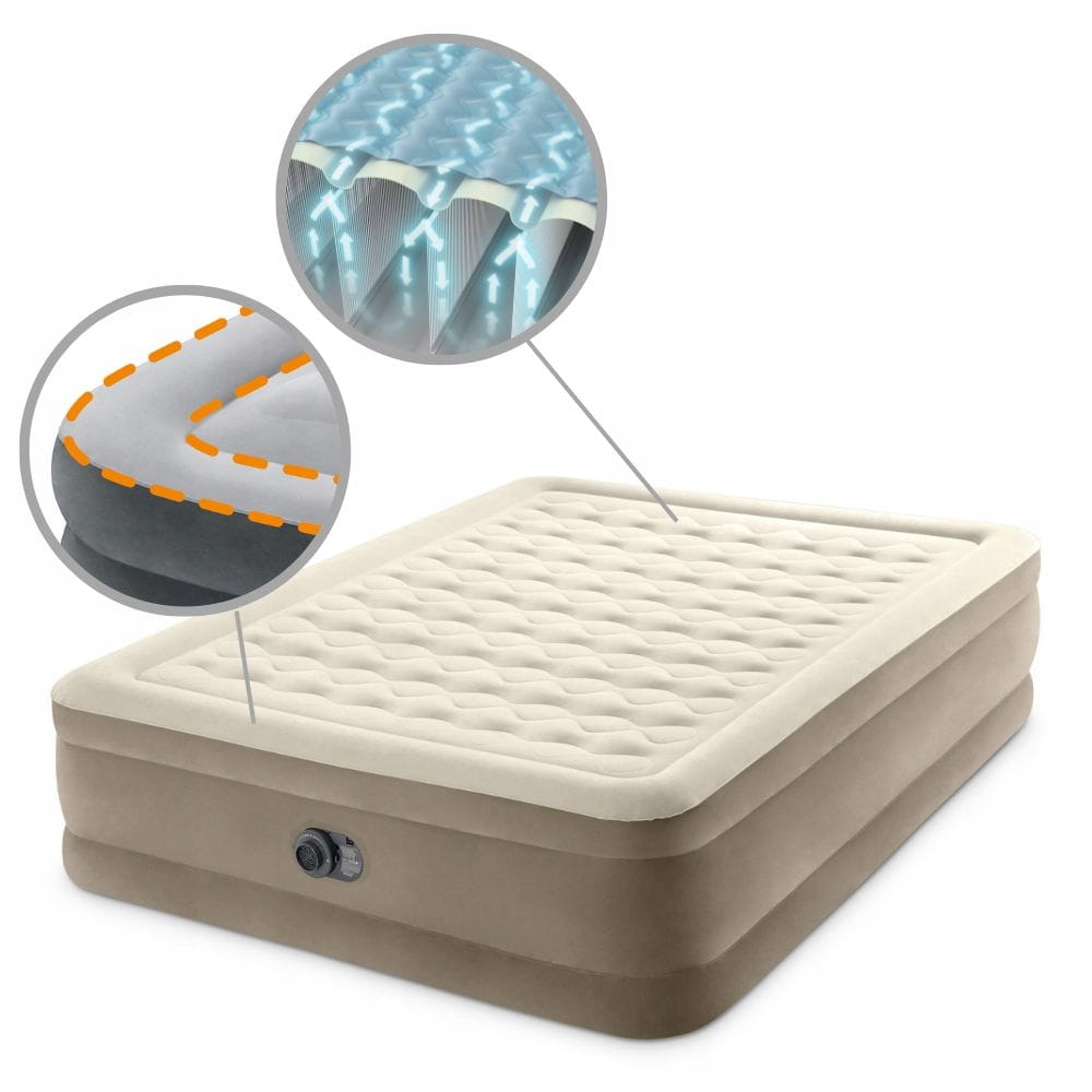 MATTRESS INFLATABLE DOUBLE BED INTEX WITH ELECTRIC PUMP 203X152CM Brand Intex