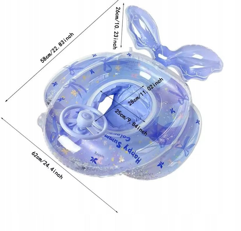 MATTRESS INFLATABLE MERMAID WHEEL FOR CHILDREN WITH STEERING WHEEL SEAT FOR SWIMMING POOL Color white
