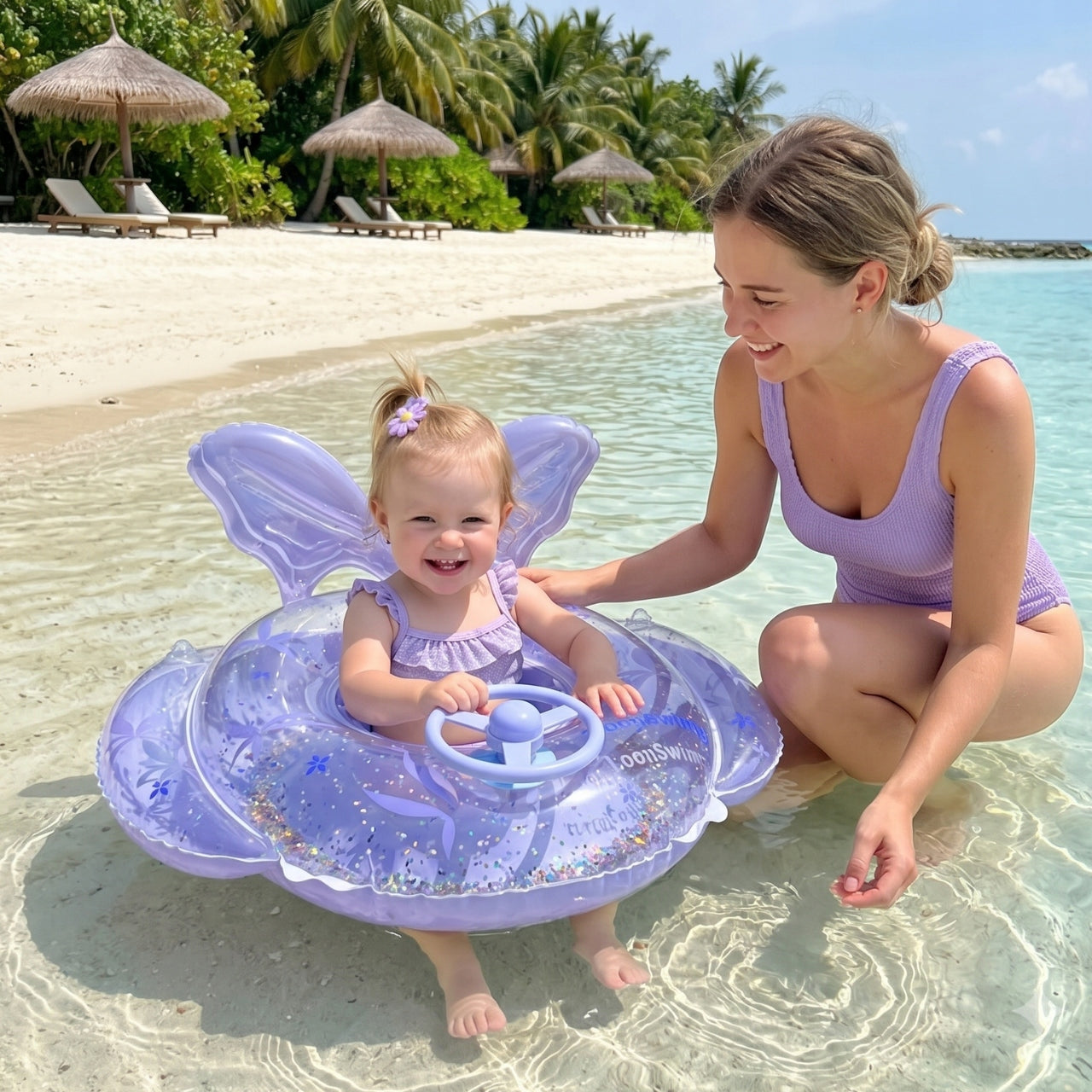 MATTRESS INFLATABLE MERMAID WHEEL FOR CHILDREN WITH STEERING WHEEL SEAT FOR SWIMMING POOL Manufacturer code koło SYRENKA NIEBIESKI