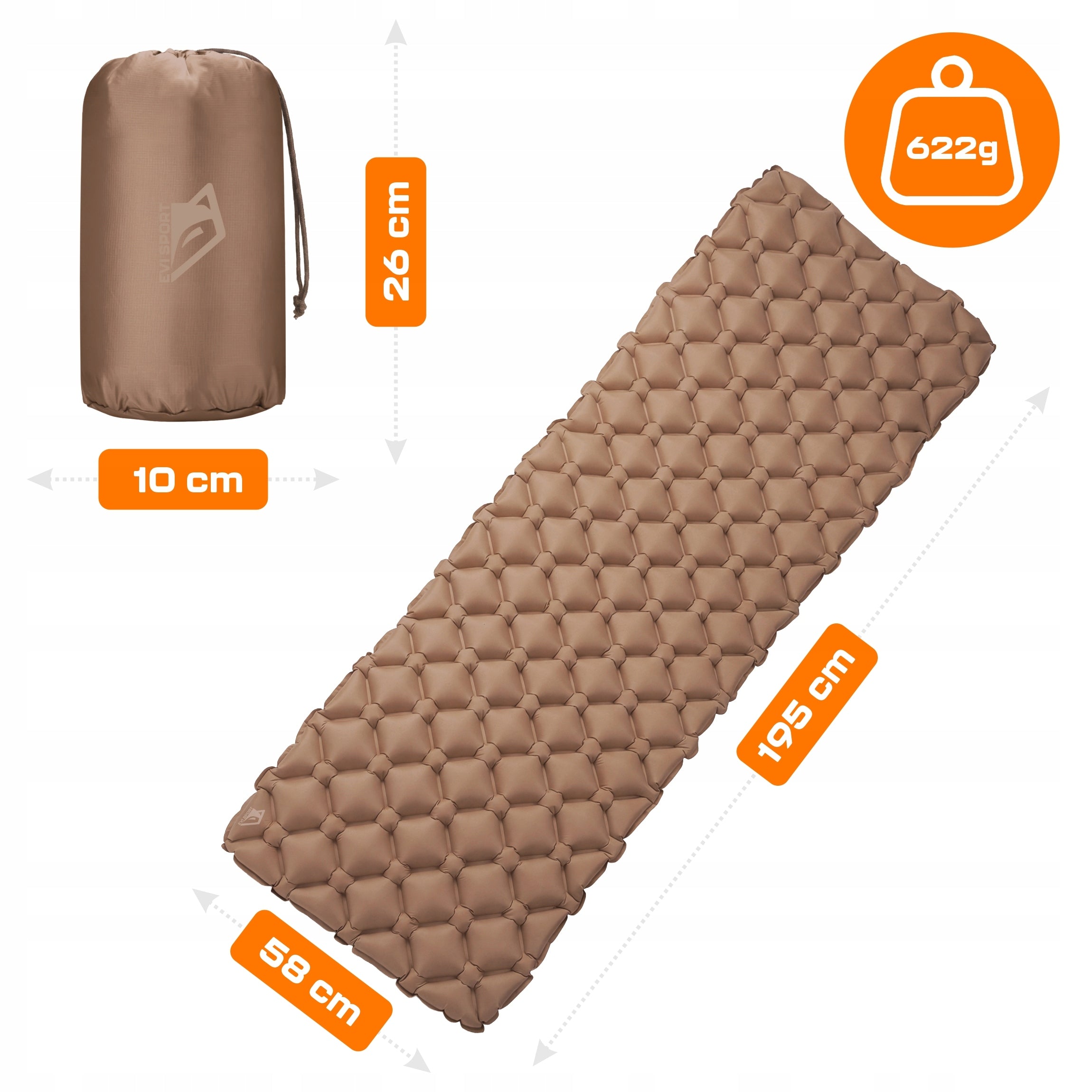 MATTRESS INFLATABLE SINGLE PERSON TOURIST MAT FOR SLEEPING MAT 195CM Packaging status original