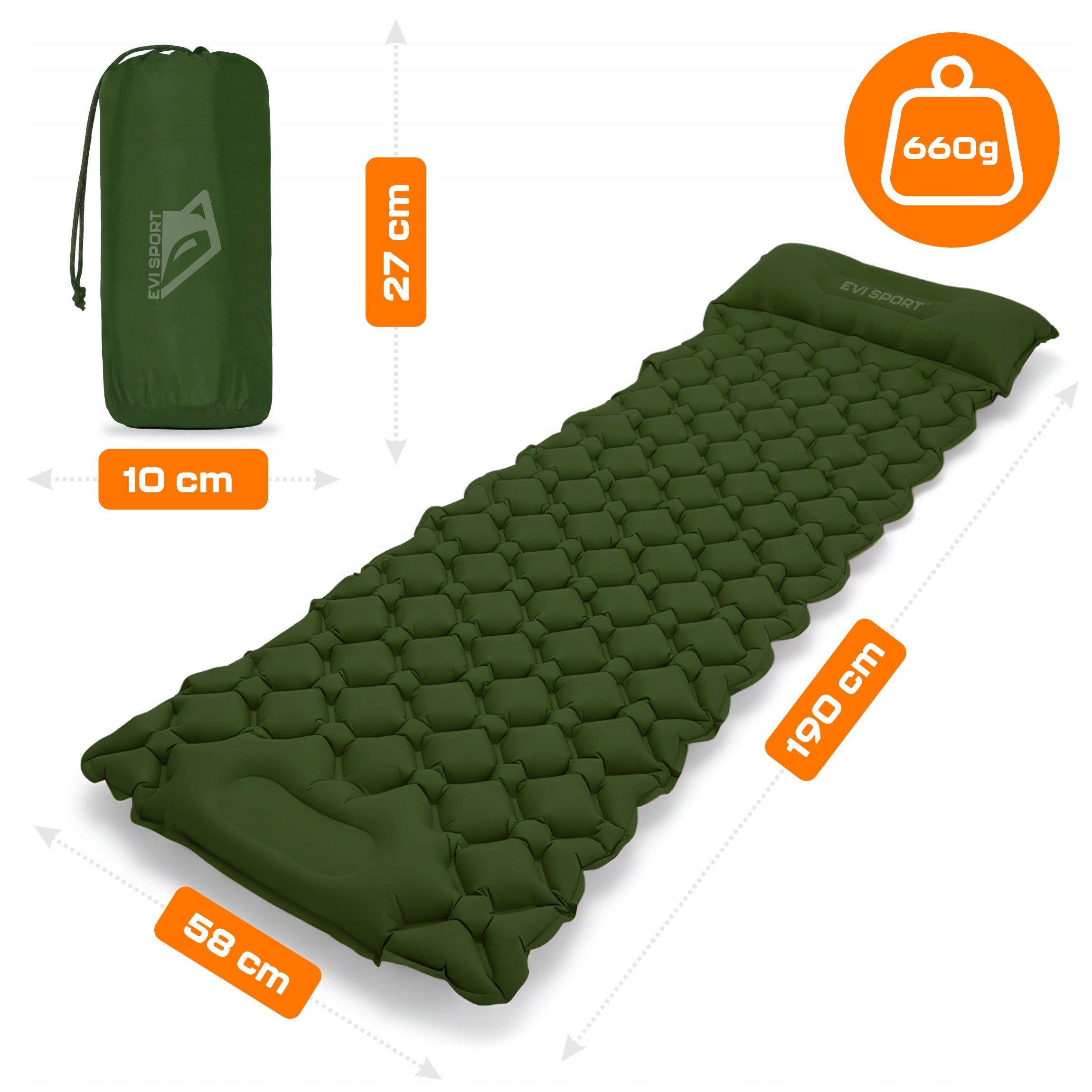 MATTRESS INFLATABLE SINGLE PERSON TOURIST PUMP CAMPING TENT LIGHT 190CM Packaging status original