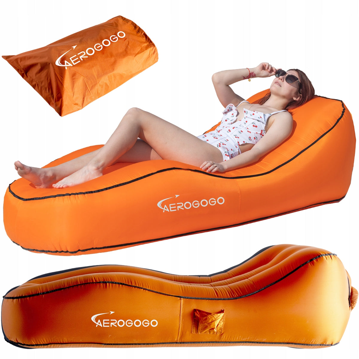 MATTRESS with built-in electric pump SUN LOUNGER AEROGOGO CL1 ORANGE