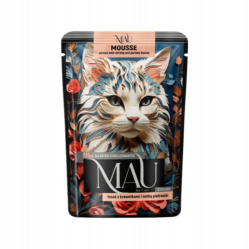 MAU Mousse Sterilized Cat Food Salmon with Shrimp and Parsley 85 g