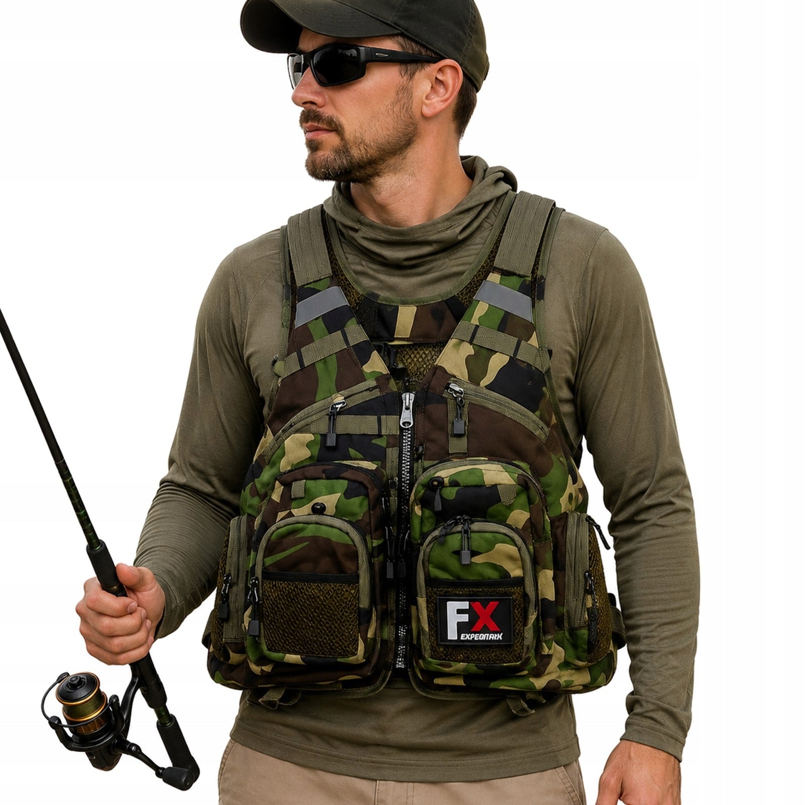 MAXIVEST CAMO S-XXXL ADJUSTABLE BREATHABLE FISHING VEST Size universal