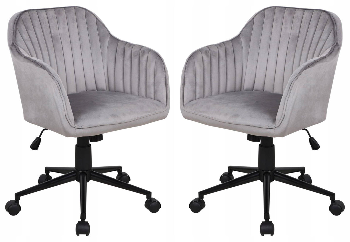 MAYA Velvet Grey Office Chair – Elegant Swivel Chair for Office and Home Packaging status original