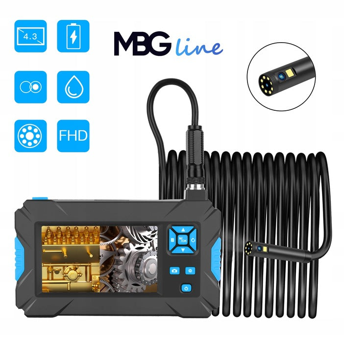 MBG LINE P30 endoscope with 2 cameras 1080p FHD 9x LED LCD 4.3" polish menu Brand MBG Line