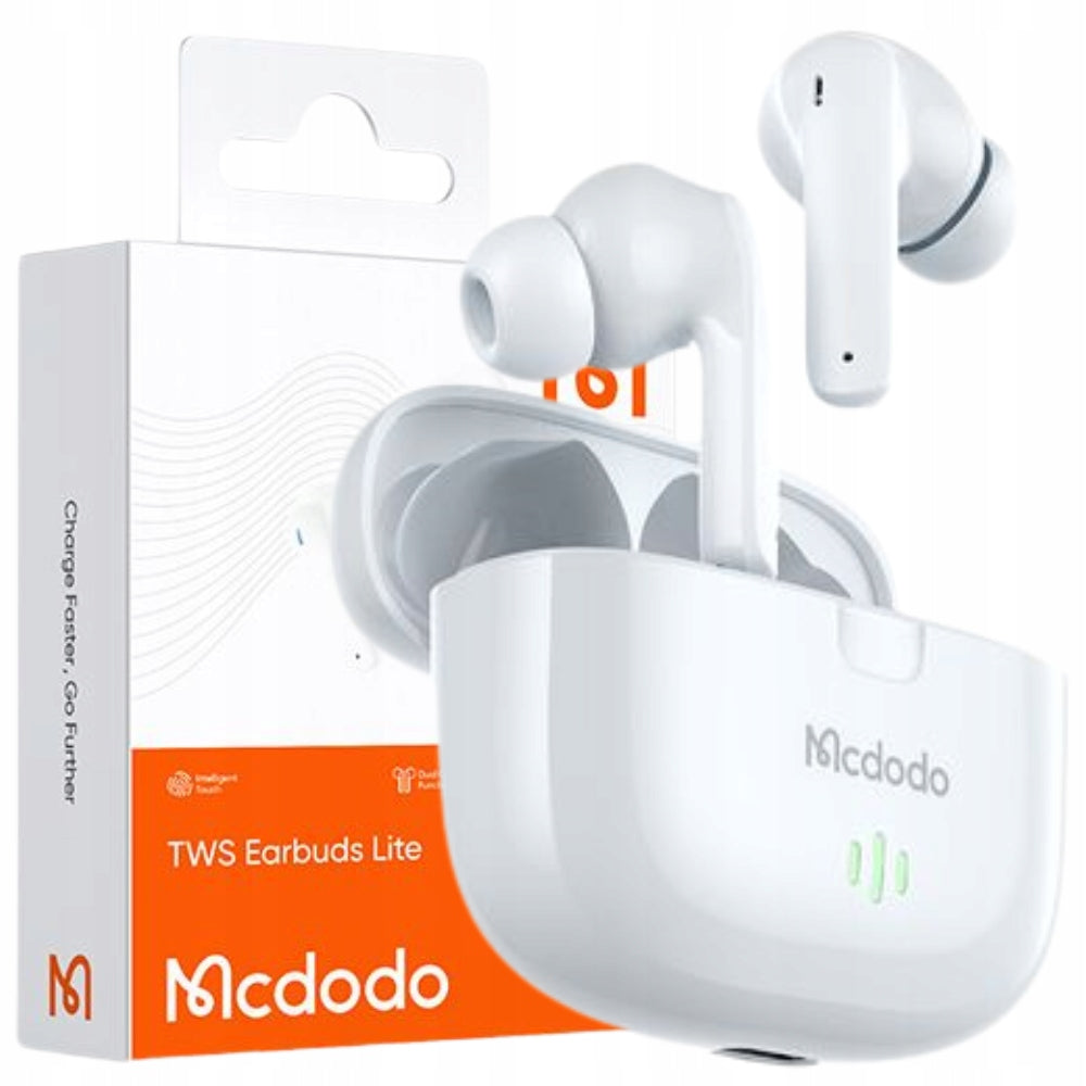 MCDODO BLUETOOTH 5 WIRELESS EARBUDS WITH MICROPHONE CASE WHITE