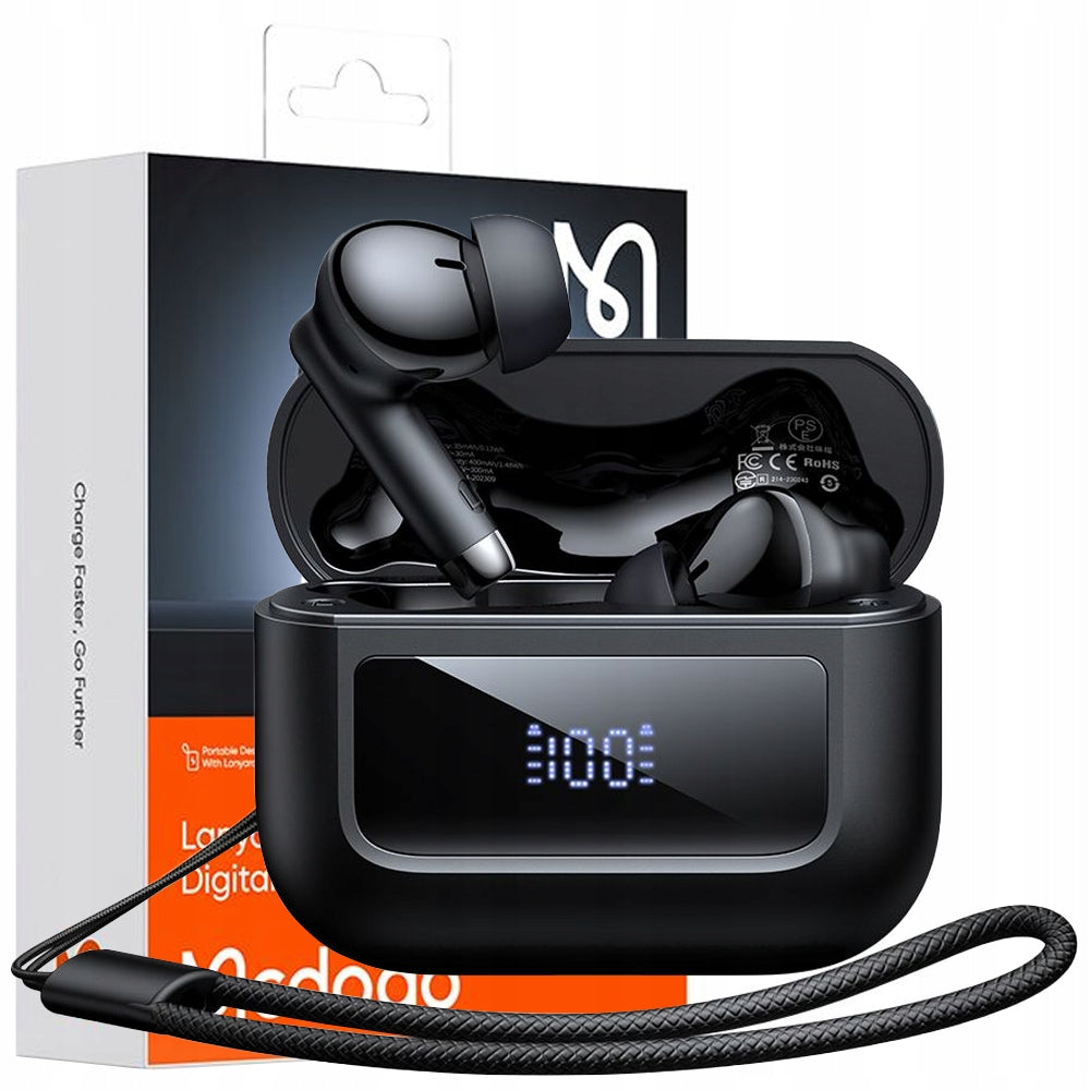 MCDODO BLUETOOTH WIRELESS EARBUDS WITH MICROPHONE CASE AND STRAP