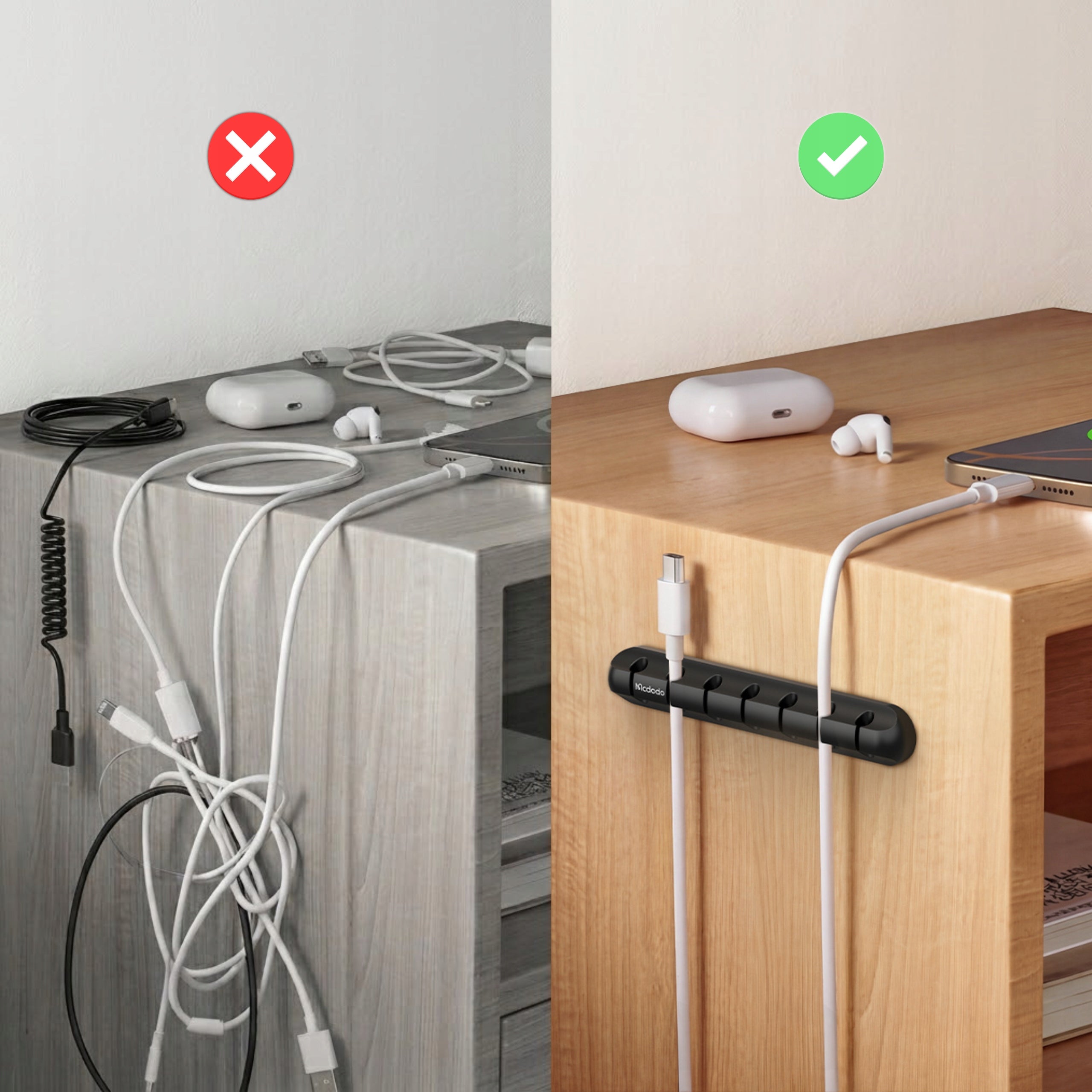MCDODO CABLE ORGANIZER 2X SELF ADHESIVE DESK HOLDER FOR CAR Model SmartClip