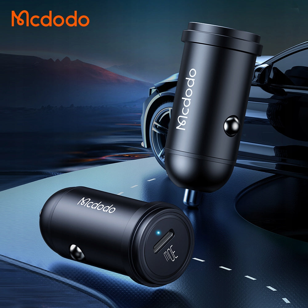 MCDODO POWERFUL FAST CAR CHARGER FOR PHONE SMALL USB-C 30W LED Color black