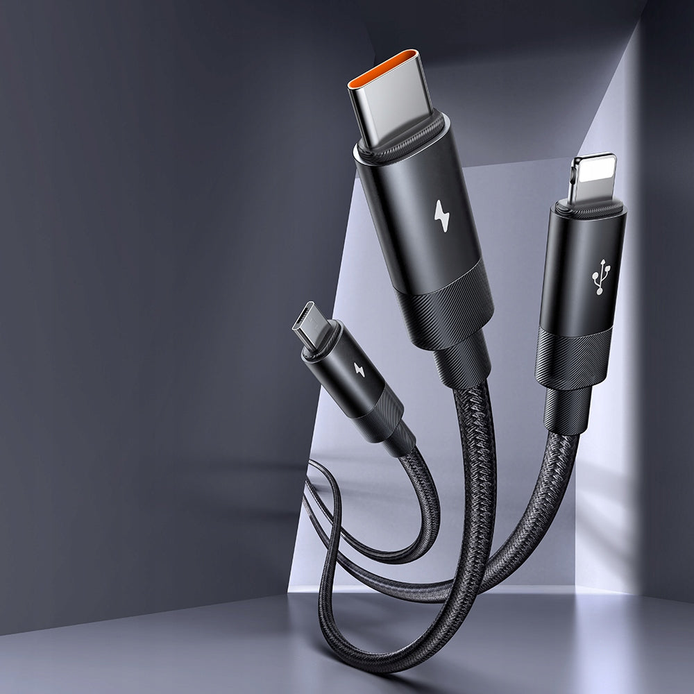 MCDODO USB CABLE 3IN1 FAST CHARGING USB-C LIGHTNING MICRO USB QC 1M LED Brand McDodo
