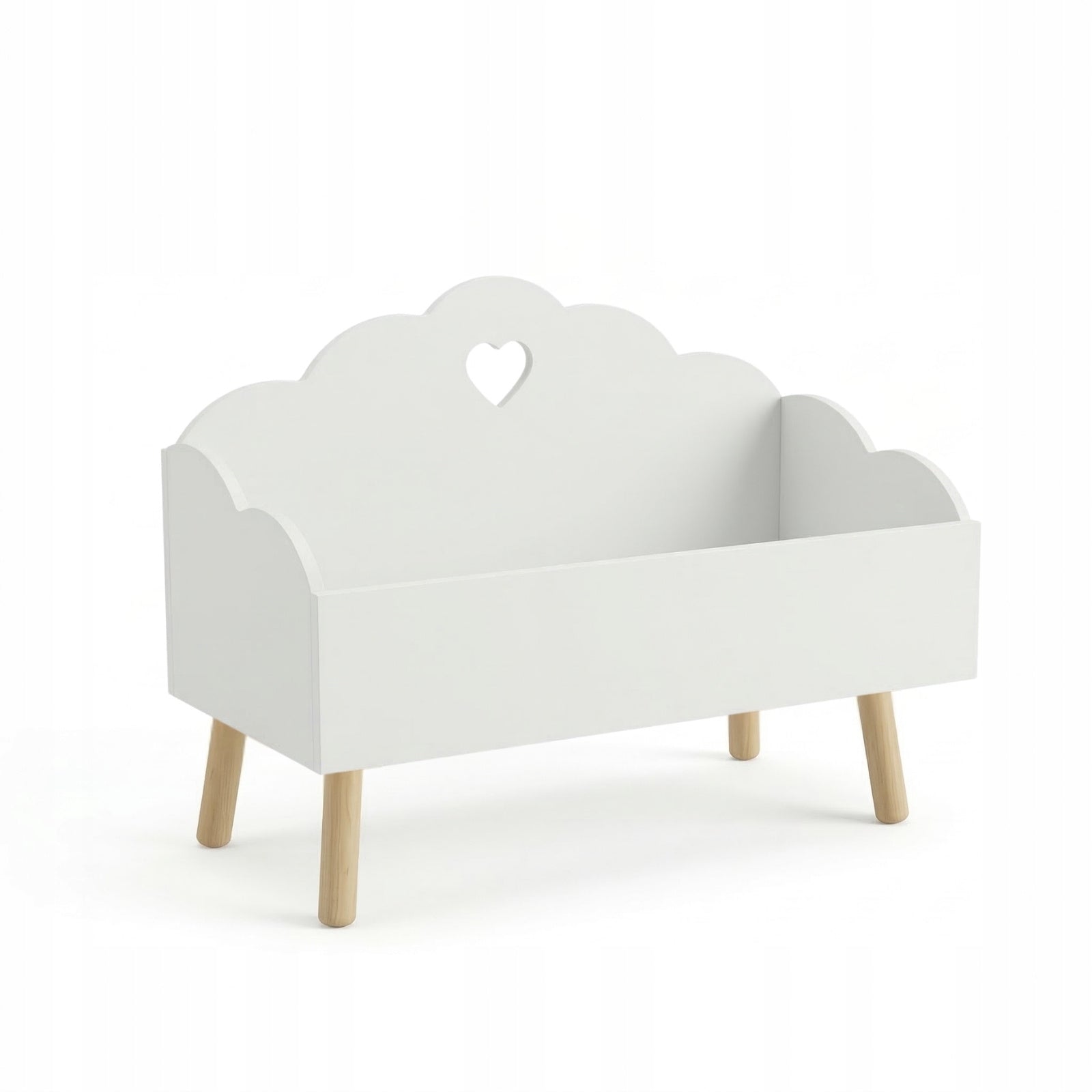 MDF TOY CHEST WITH CLOUD MOTIF WHITE CONTAINER 55X45X28 TO 30KG