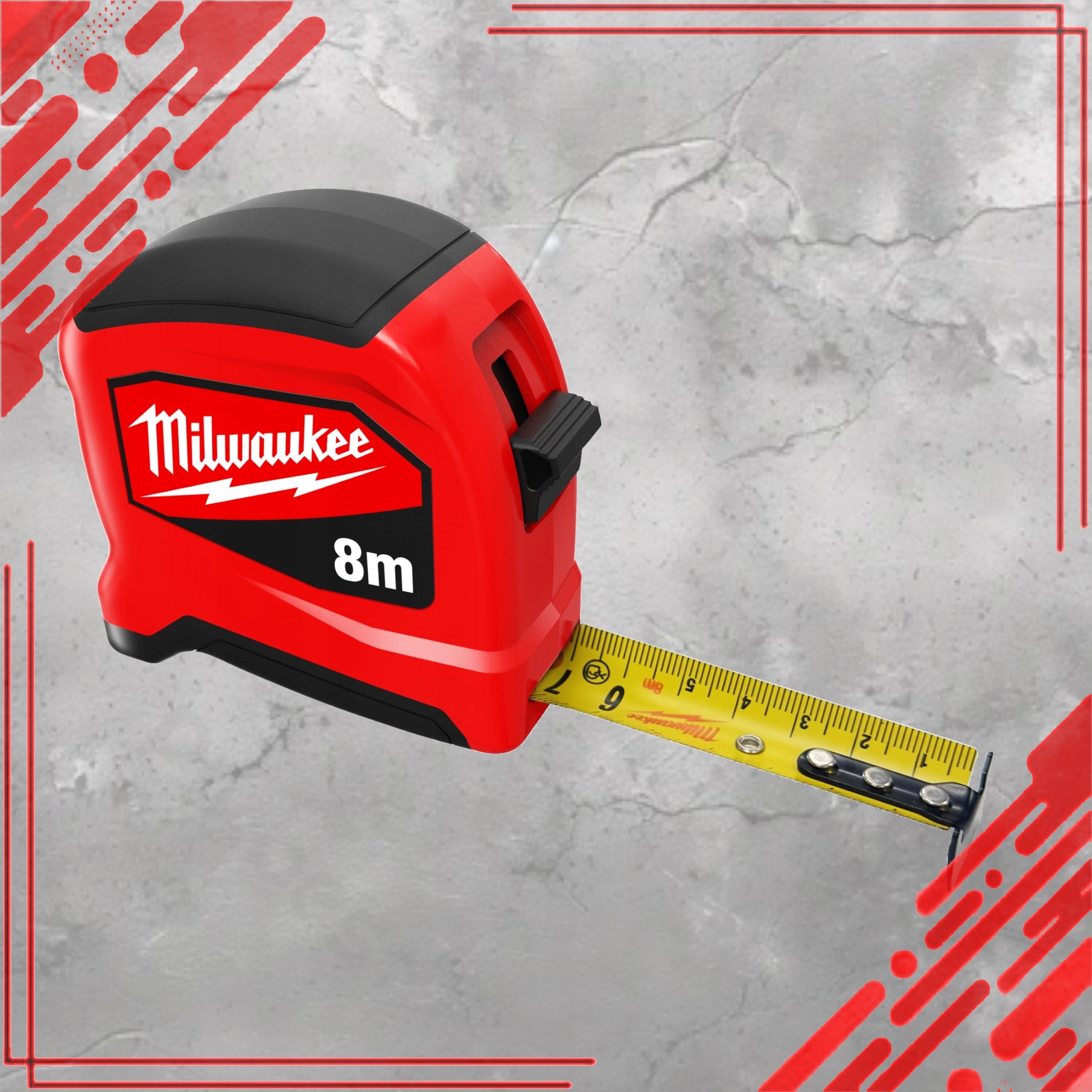 MEASURE SLIM ROLLED TAPE MEASURE METRIC METER MILWAUKEE 8M 25MM Brand Milwaukee
