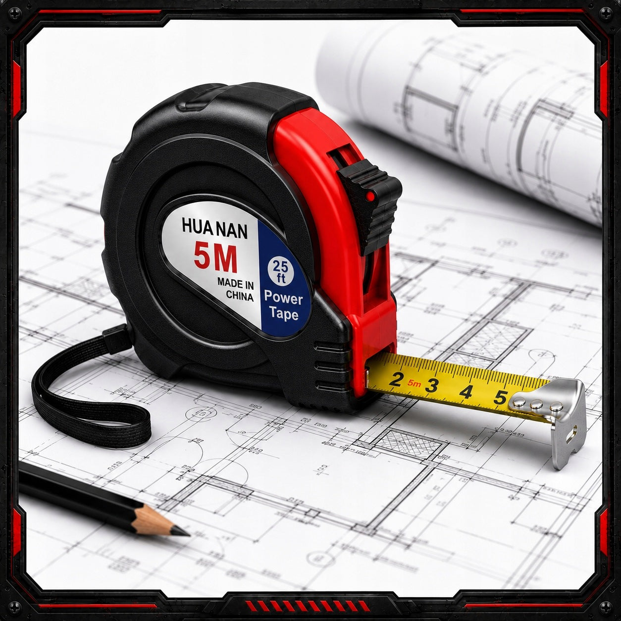 MEASURING CUP 5M MEASURE ROLLED LOCK METER AUTOMATIC CONSTRUCTION MEASURE LOCK Manufacturer code Składana obudowa metalowa plastikowa 5 m