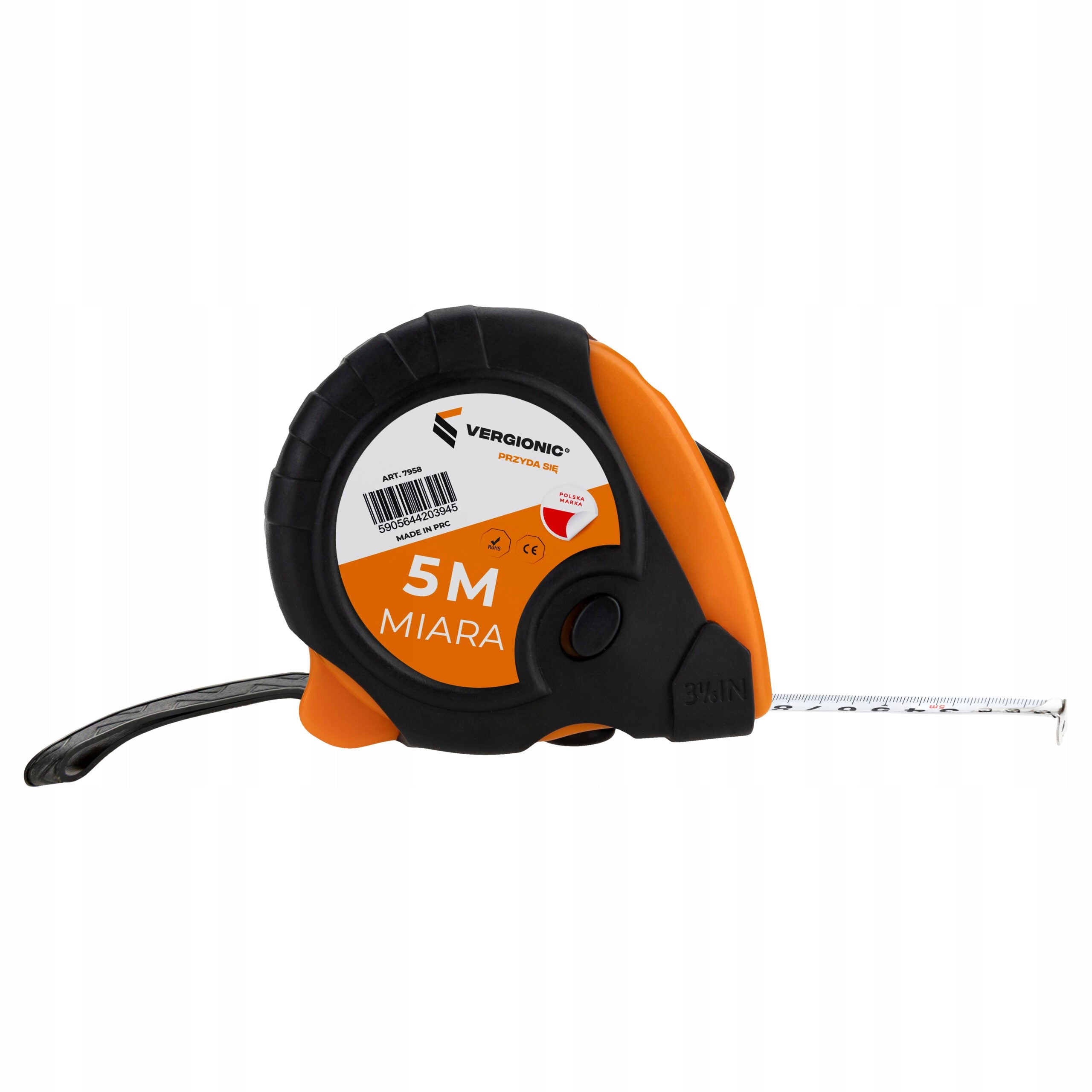 MEASURING TAPE WITH LOCK, RUBBER COATED STEEL 5M x 25MM EAN (GTIN) 5905644203945