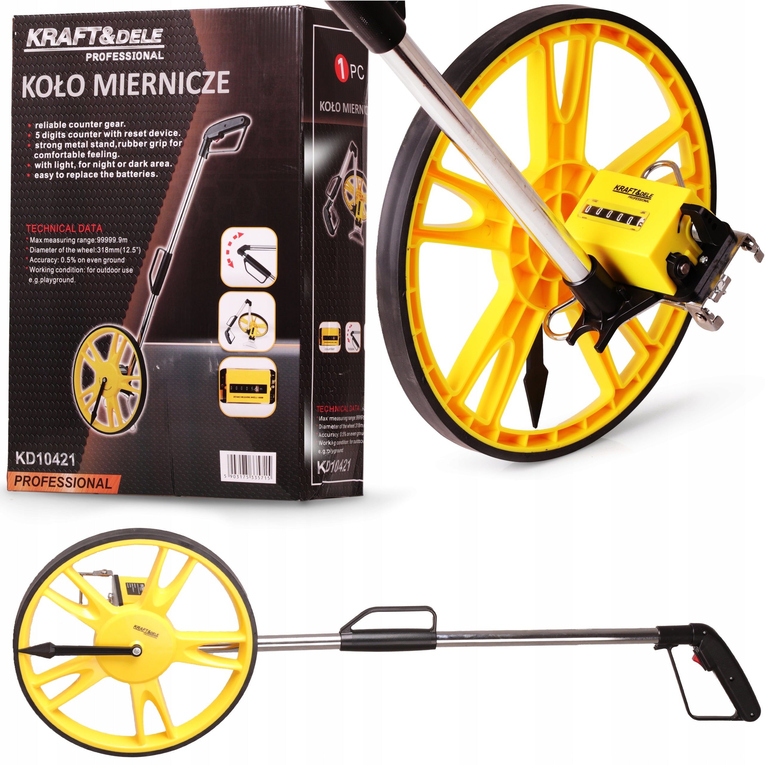 MEASURING WHEEL ROAD METER 99999,9m Wheel Measurement FOLDING PRECISION +BAG