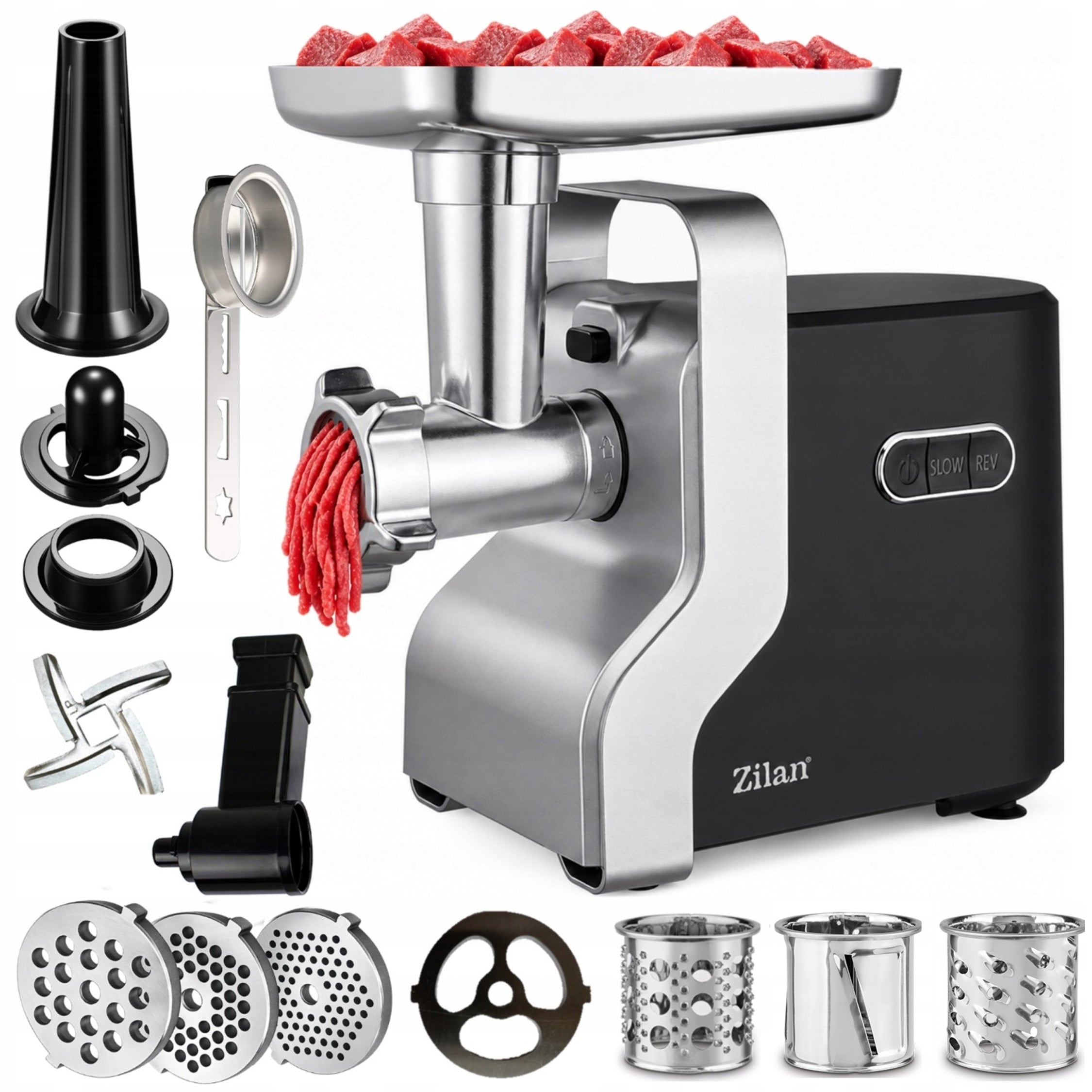 MEAT GRINDER METAL PREMIUM 3 SIEVES + JERKY POWER 2100W