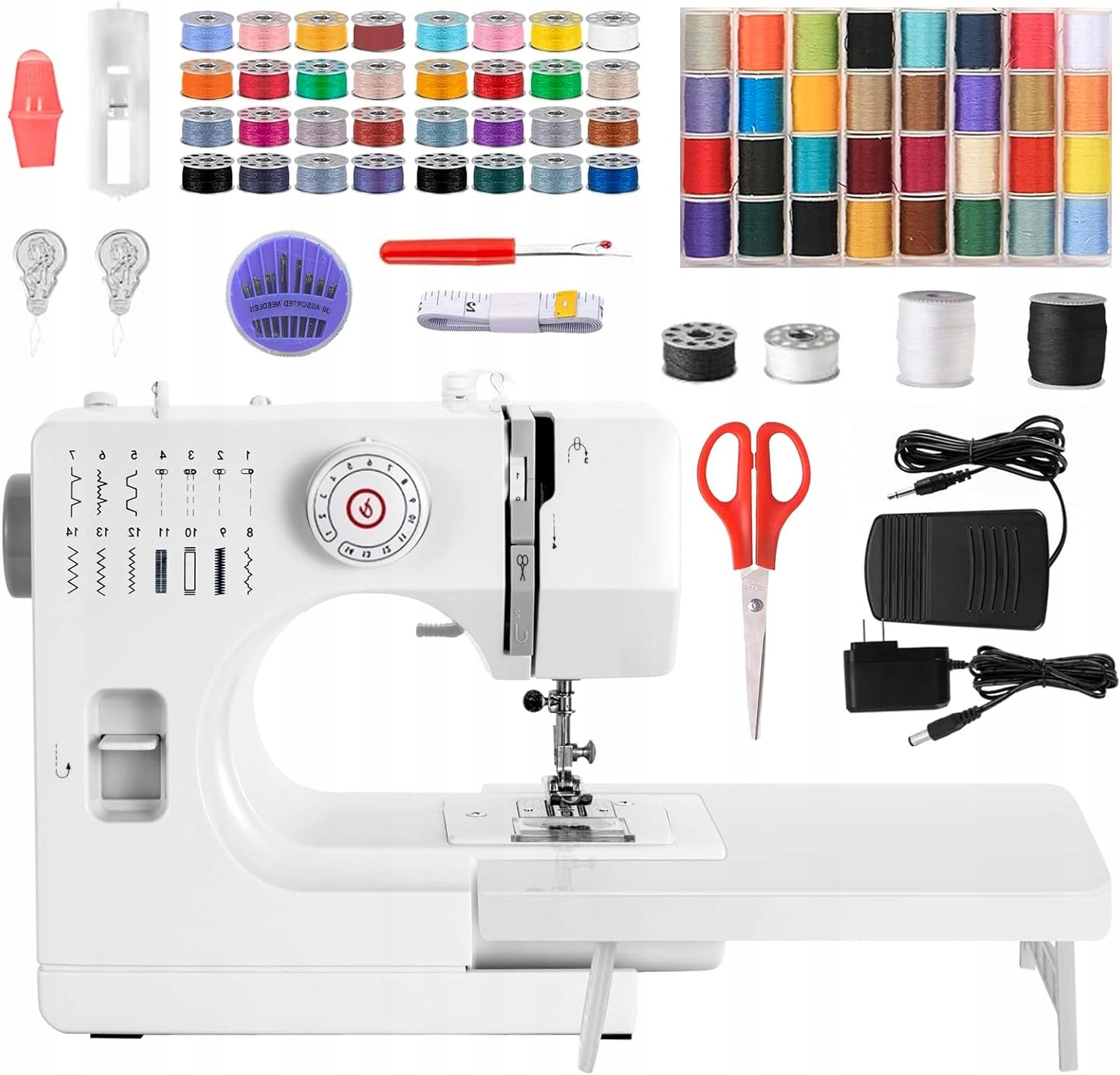 MECHANICAL SEWING MACHINE WITH EXTENSION TABLE AND 14 SCIEGOW