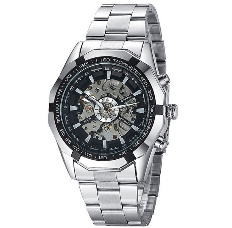 MECHANICAL WATCH MEN'S AUTOMATIC STEEL LUXURY WINNER + BOX Manufacturer code Zegarek męski Winner automatyczny mechaniczny