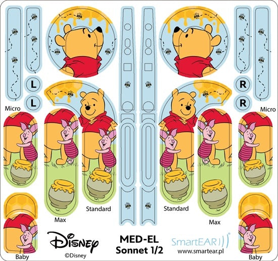 MED-EL Sonnet 1/2 Speech Processor Skin/Stickers - Disney Winnie the Pooh Medical device no