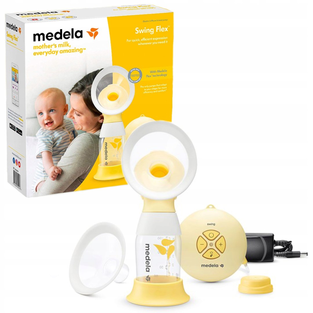 MEDELA SWING FLEX BREAST PUMP 2 PHASE ELECTRIC SINGLE BOTTLE 2X FUNNEL