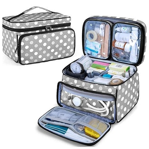 MEDICAL BAG MEDICAL NYLON FOR HOME TRAVEL 2 TRANSPARENT POCKETS