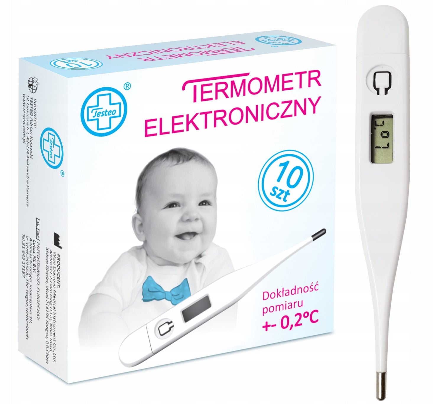 MEDICAL ELECTRONIC THERMOMETER TESTEO quick measurement + CASE