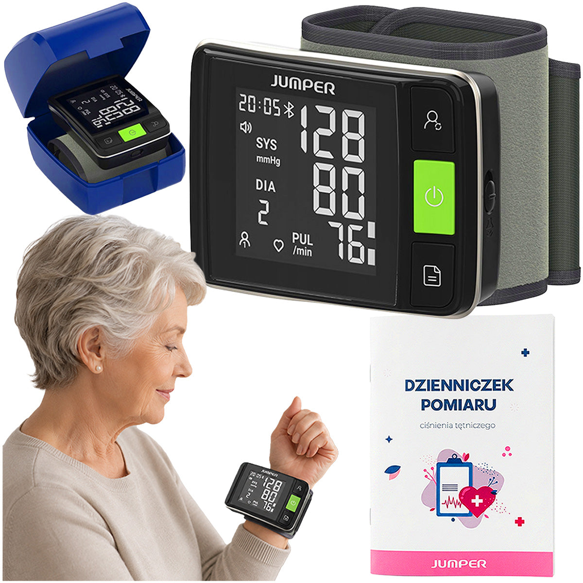 MEDICAL WRIST BLOOD PRESSURE MONITOR Jumper HWA11 + MEASUREMENT DIARY