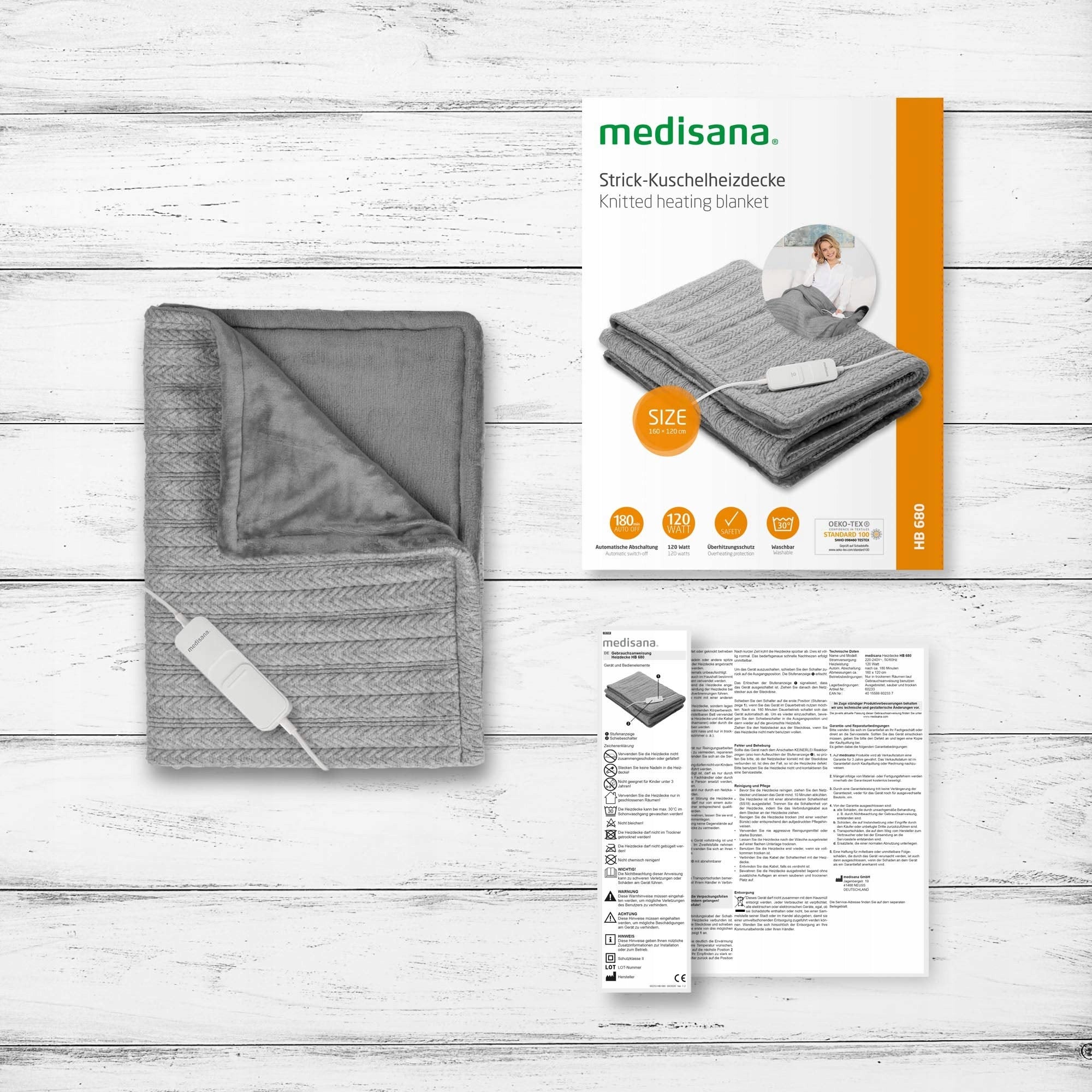 MEDISANA HB 680 Electric Blanket Grey 160x120 cm Medical device no