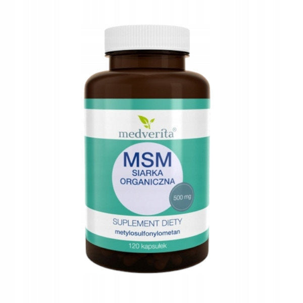 MEDVERITA MSM ORGANIC SULFUR BONE MUSCLES JOINTS REGENERATION 120 kaps Manufacturer code przeciwzapalne działanie, na skórę, włosy