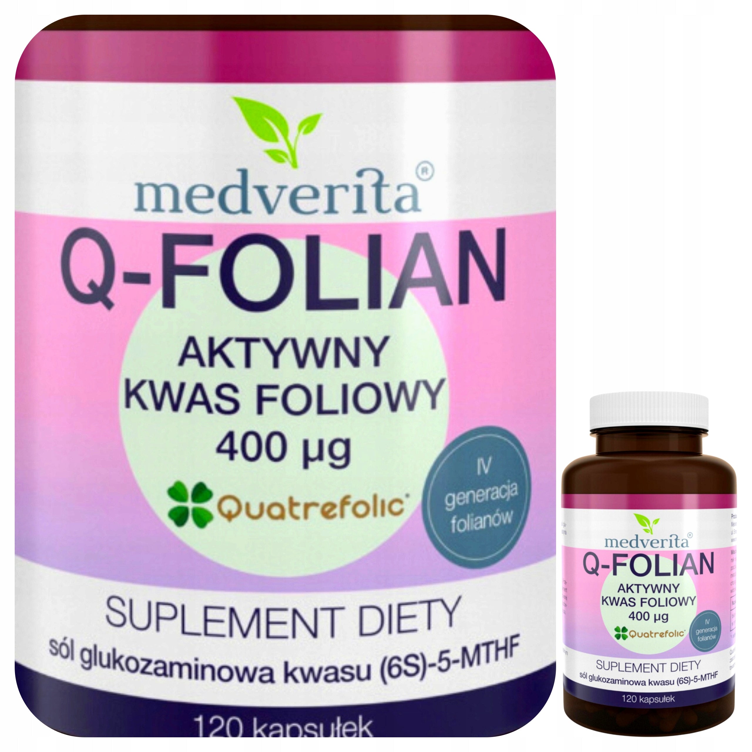 MEDVERITA Q-Folian Active Folic Acid 400 µg Quatrefolic Folian 120 kaps.
