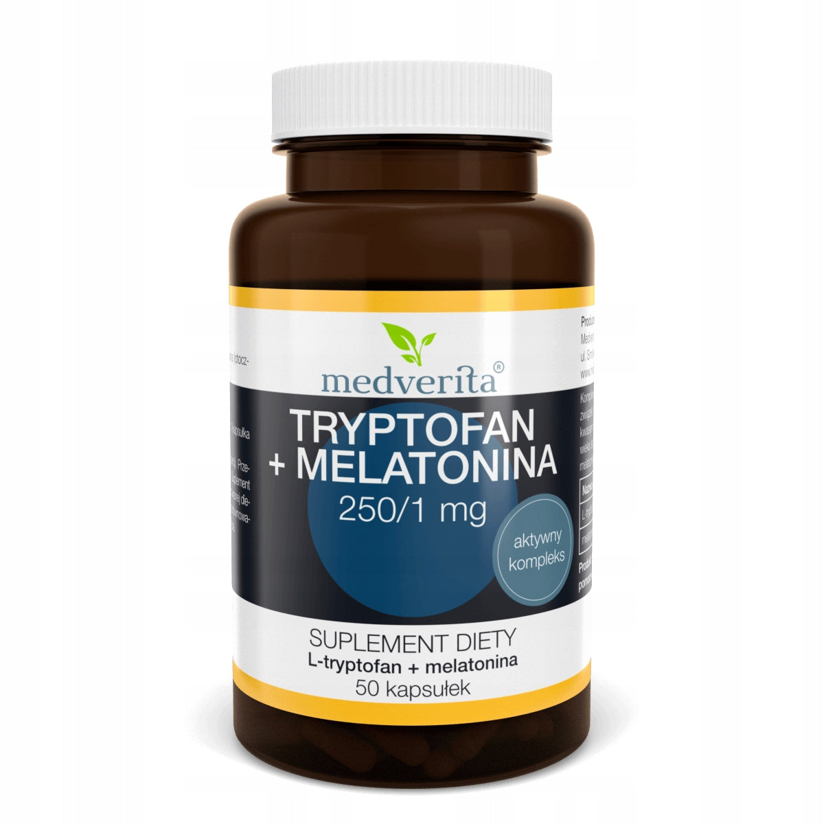 MEDVERITA Tryptophan Melatonin 250/1 mg L-Tryptophan Amino acid 50 kaps. Medical device no