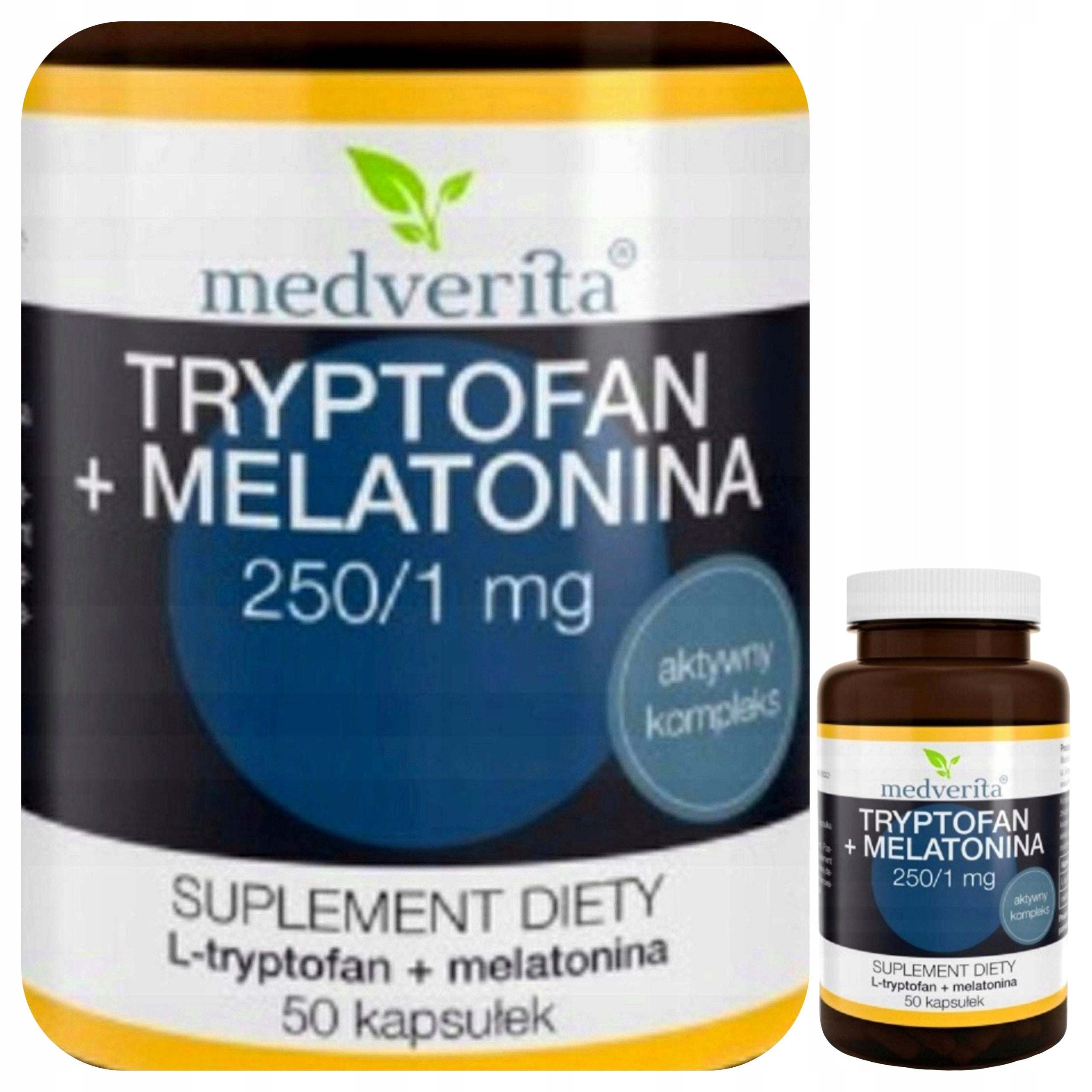 MEDVERITA Tryptophan Melatonin 250/1 mg L-Tryptophan Amino acid 50 kaps.