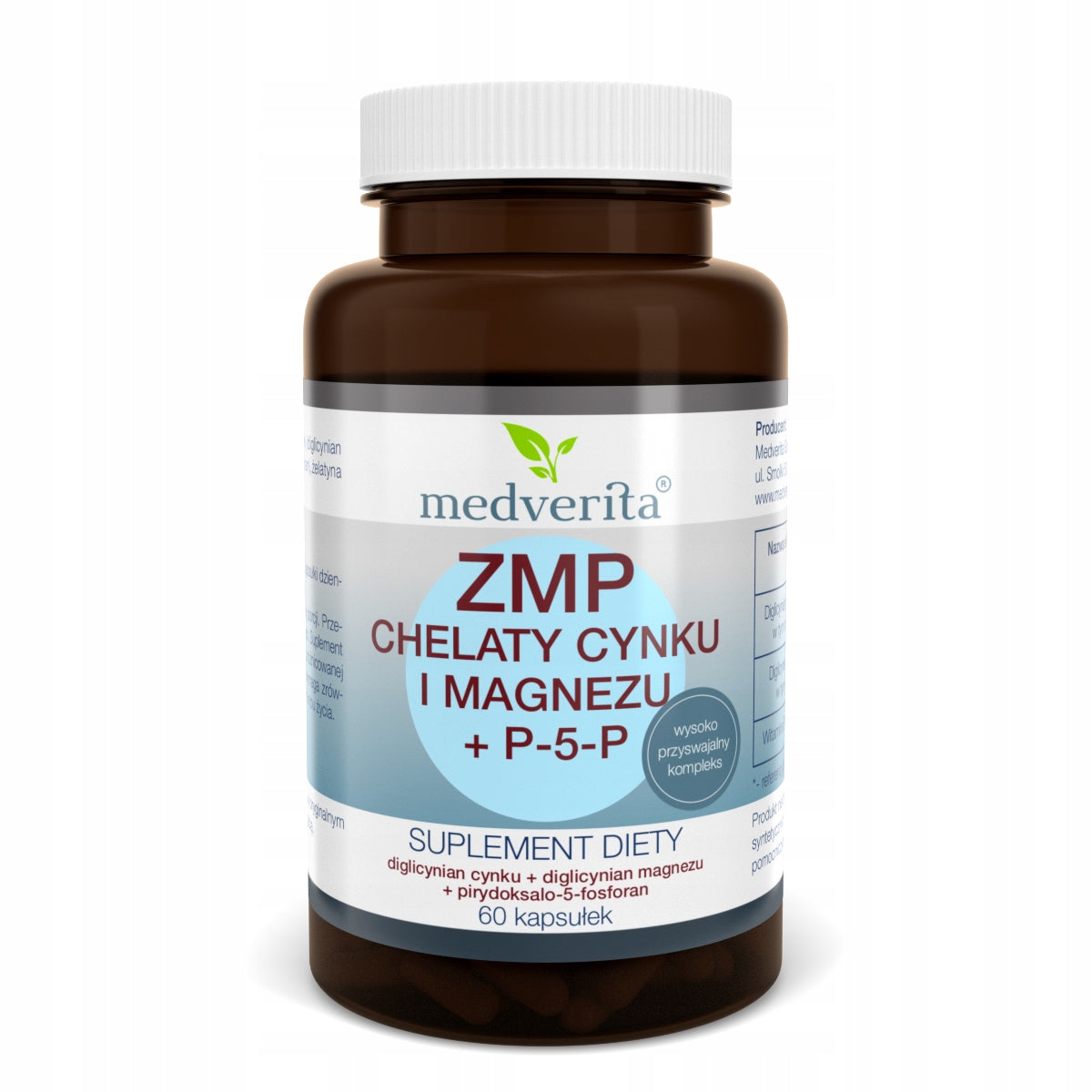 MEDVERITA ZMP Magnesium Zinc Chelates P-5-P Bisglycinate Minerals 60 kaps. Medical device no