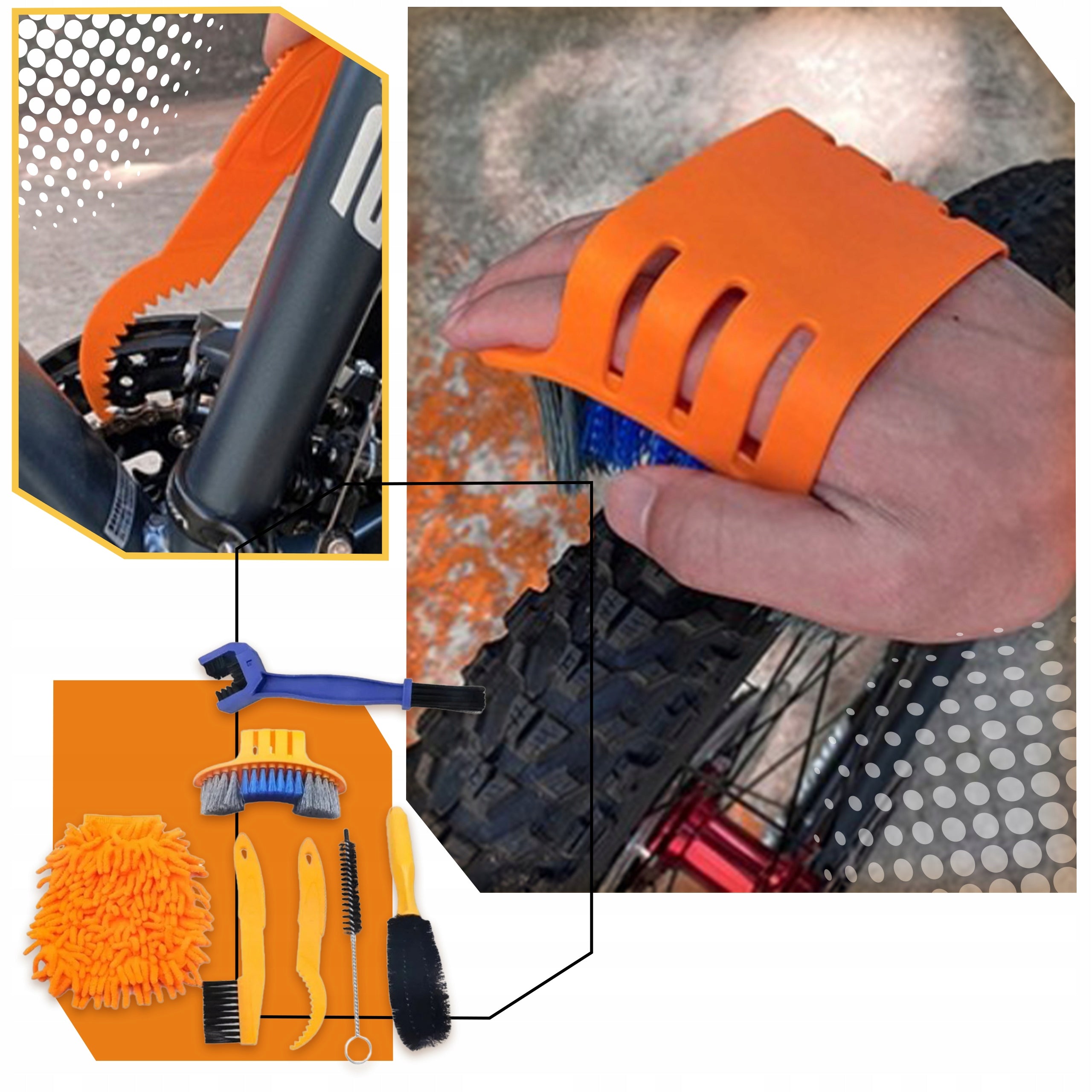MEGA BIKE CLEANING KIT CHAIN CARE XXL BRUSH For for cleaning