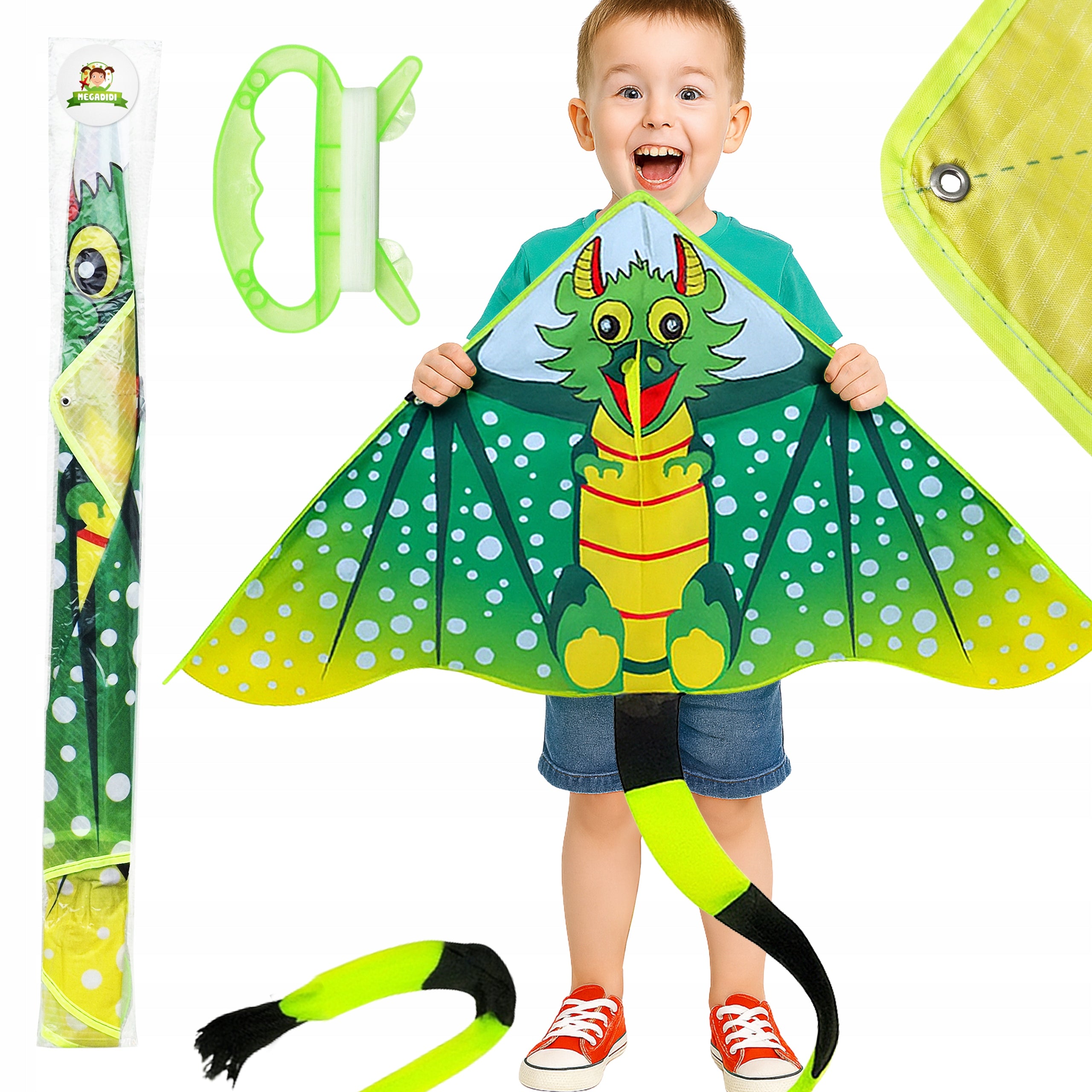 MEGADIDI KITE with TAIL cheerful DRAGON dinuś 215 cm Manufacturer code MEGADIDI 215 cm DRAGON KITE 1761