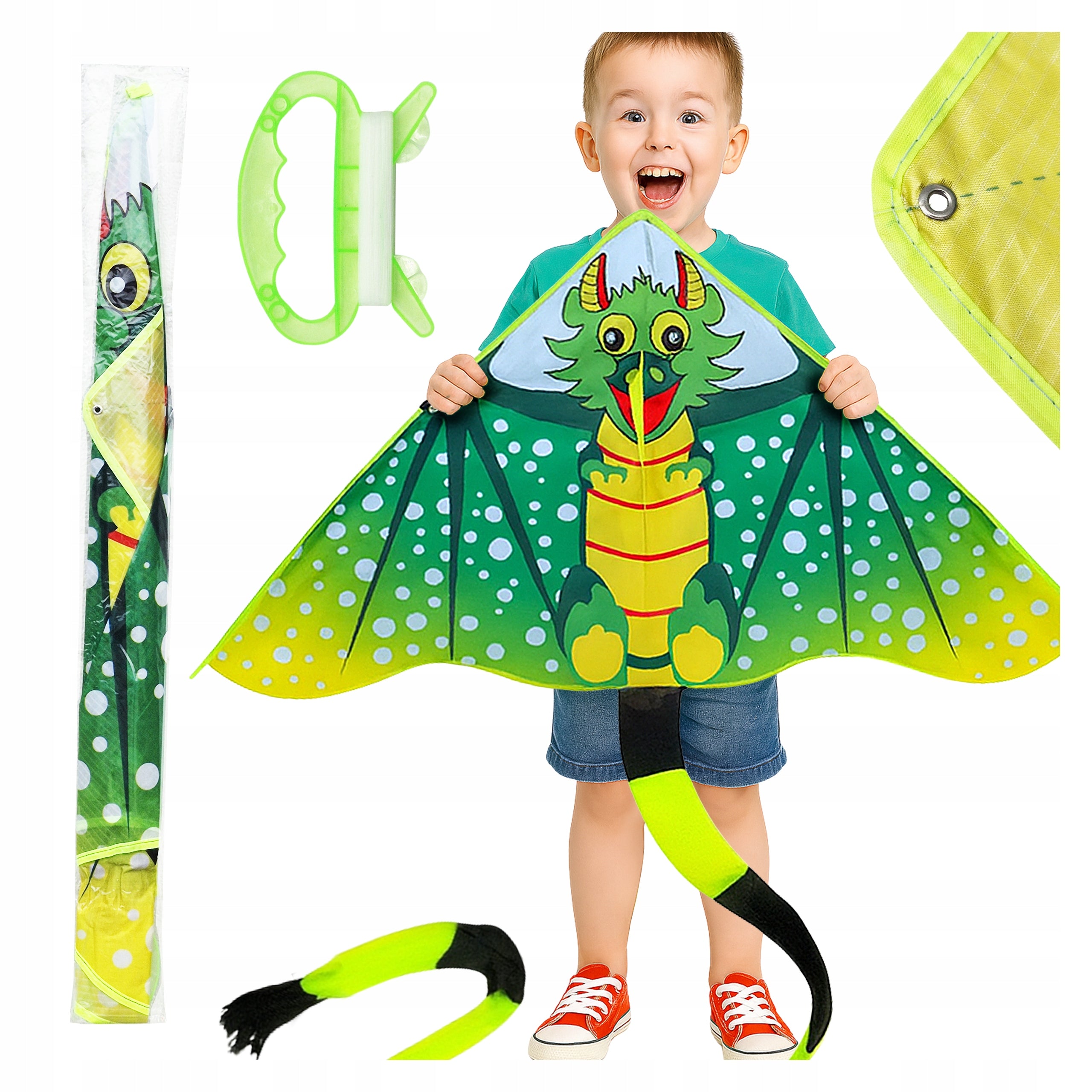 MEGADIDI KITE with TAIL cheerful DRAGON dinuś 215 cm