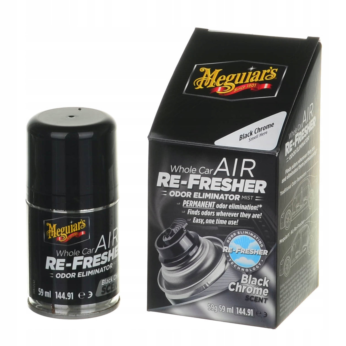MEGUIAR'S AIR RE-FRESHER BLACK CHROME ODOR ELIMINATOR Packaging status original
